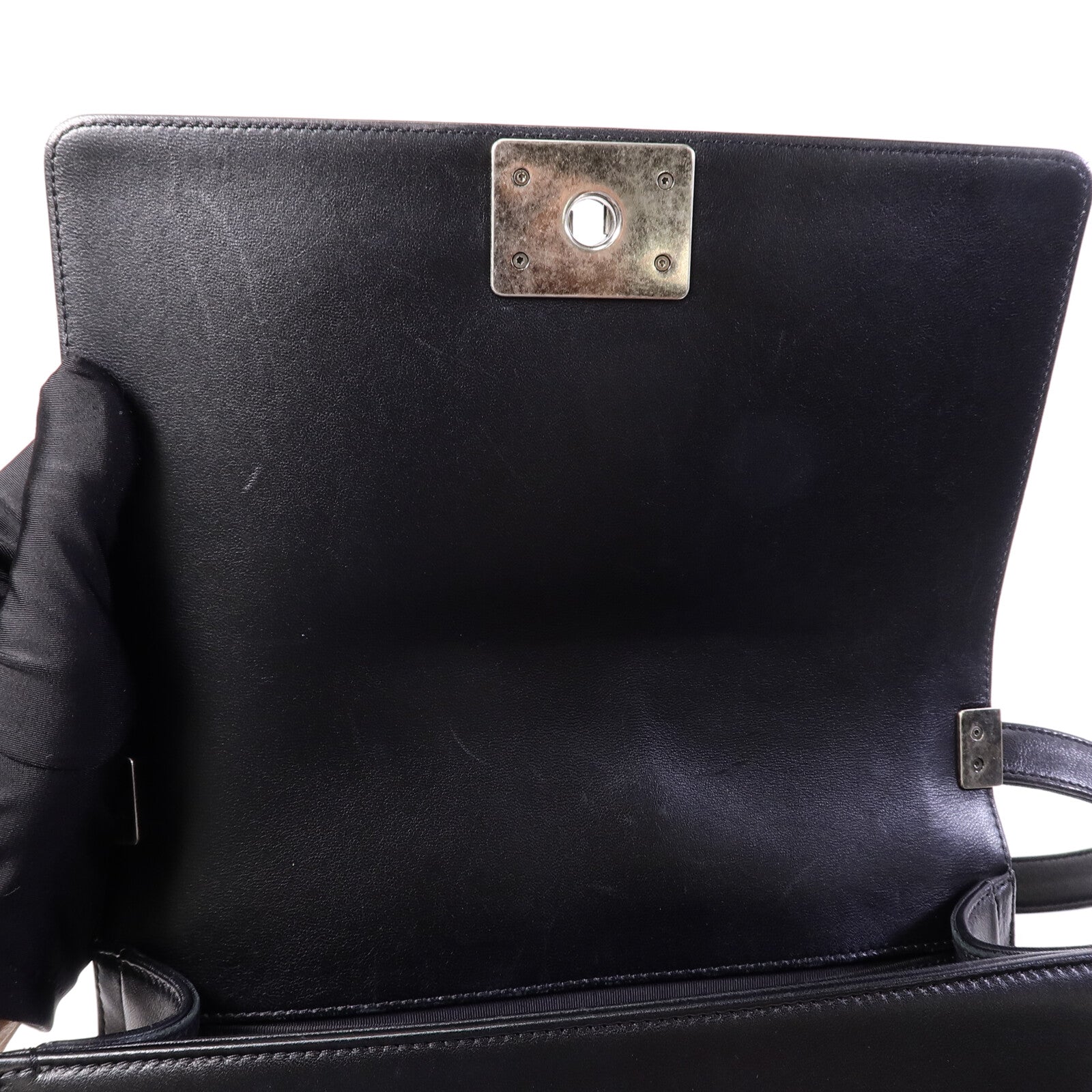 CHANEL 羊皮皮革Boy 25鏈帶手挽肩背兩用袋