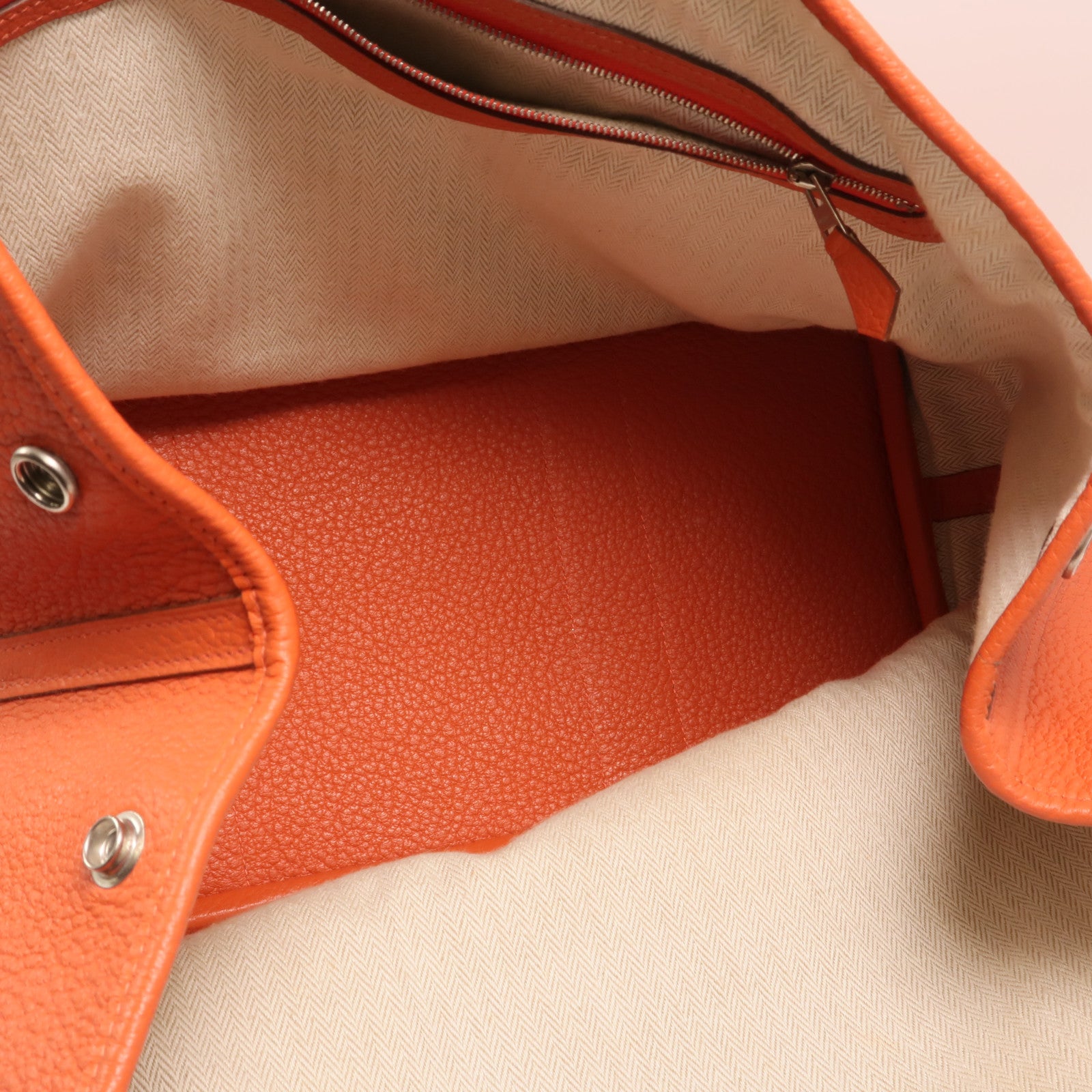 HERMES Negonda皮革Garden Party PM銀扣手挽袋Orange