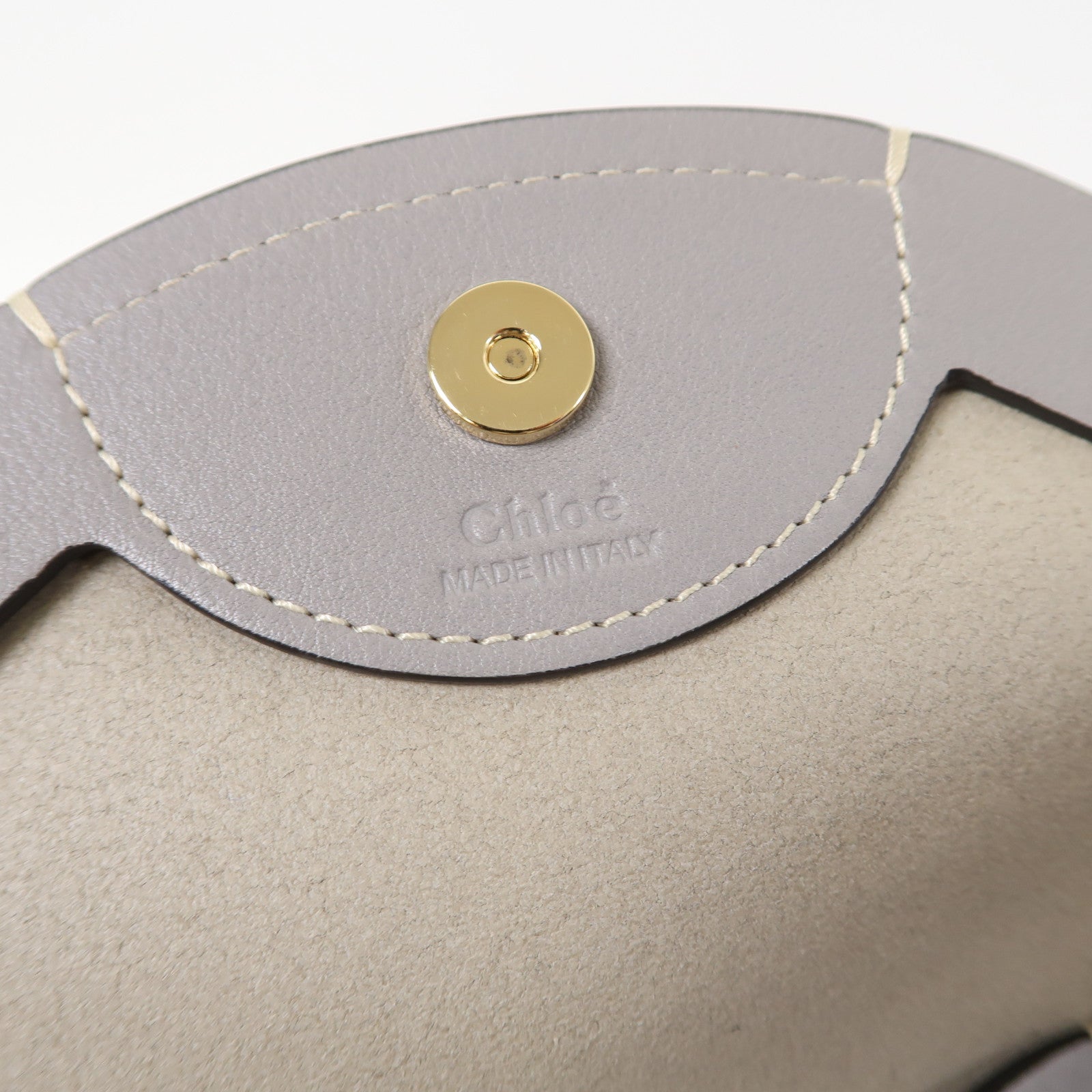 Chloe 牛皮皮革Shoulder Bag金扣肩背袋灰色
