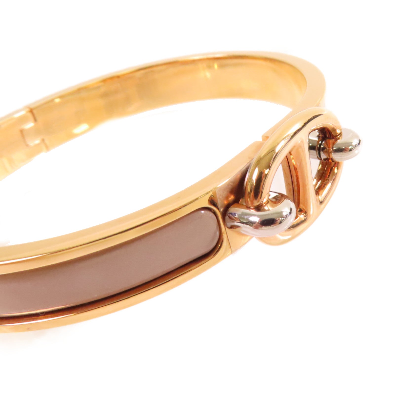HERMES 金屬/琺瑯Clic Chaine Bracelet金扣手鐲灰色/金色