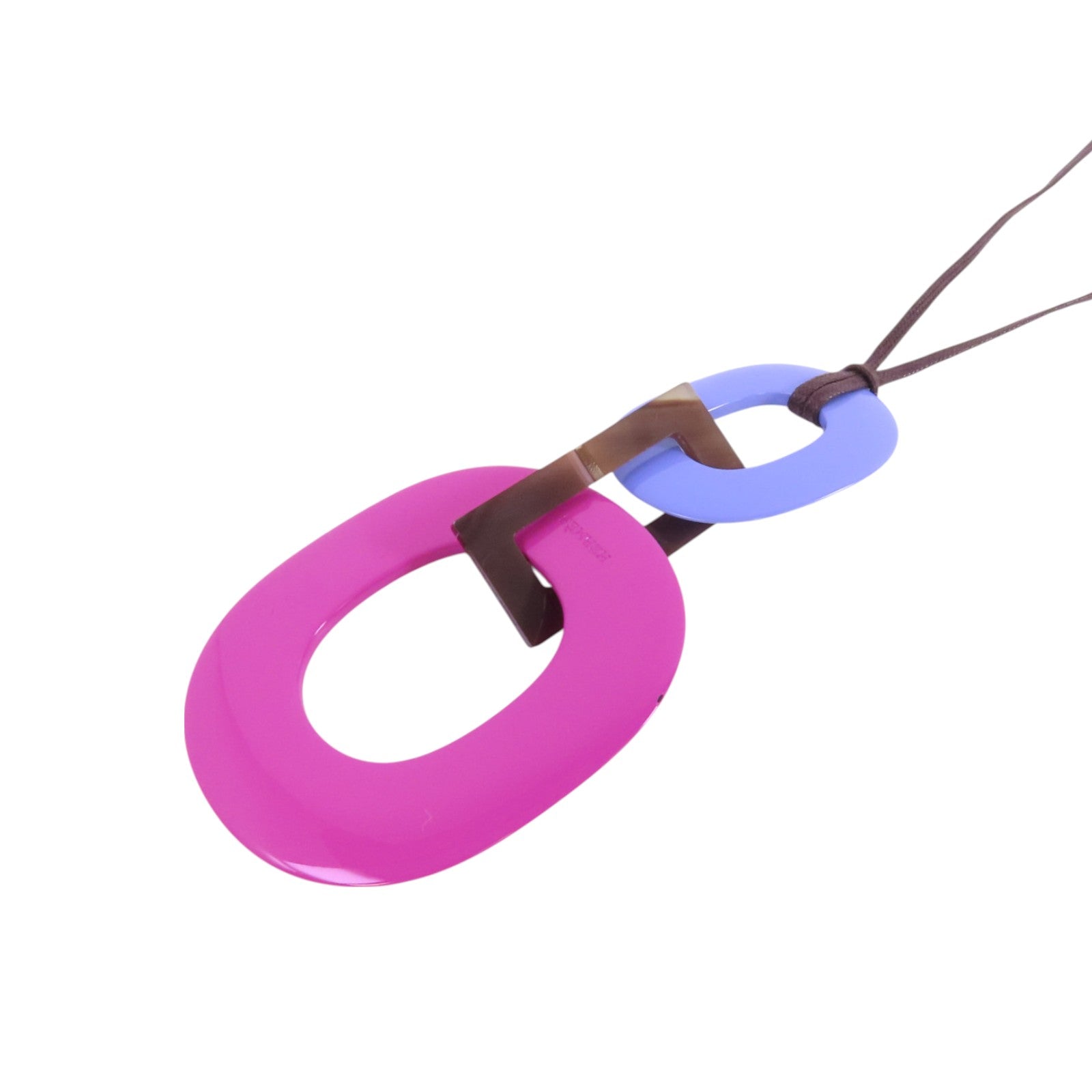 HERMES 水牛角/PVC Kara Pendant Necklace項鏈