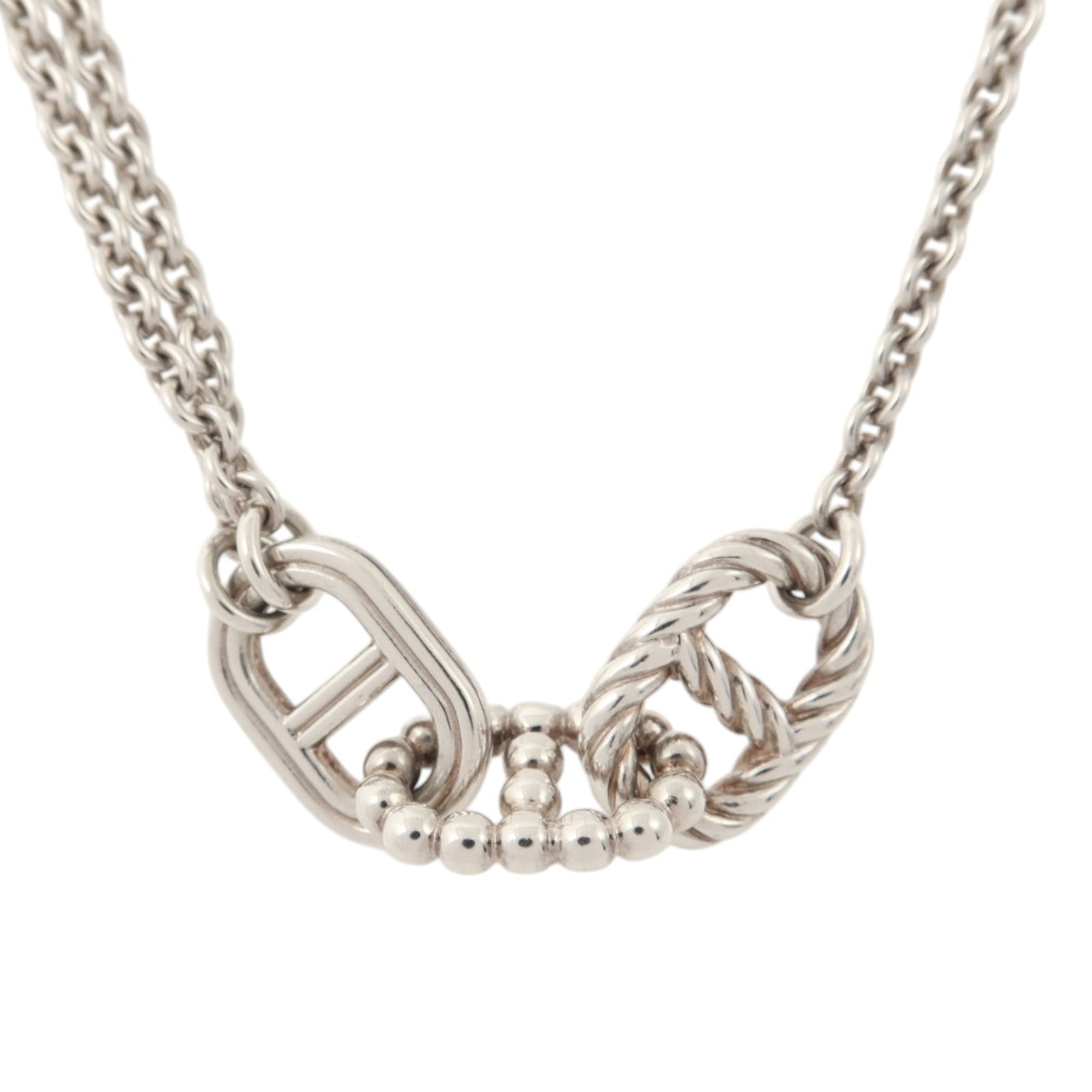 HERMES 925純銀Parade Long Necklace銀扣項鏈