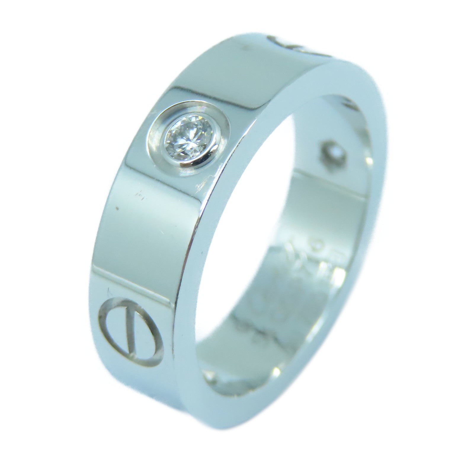 CARTIER 【激減優惠】18K白金Love Ring鑽石戒指Cartier#54/US#6.75