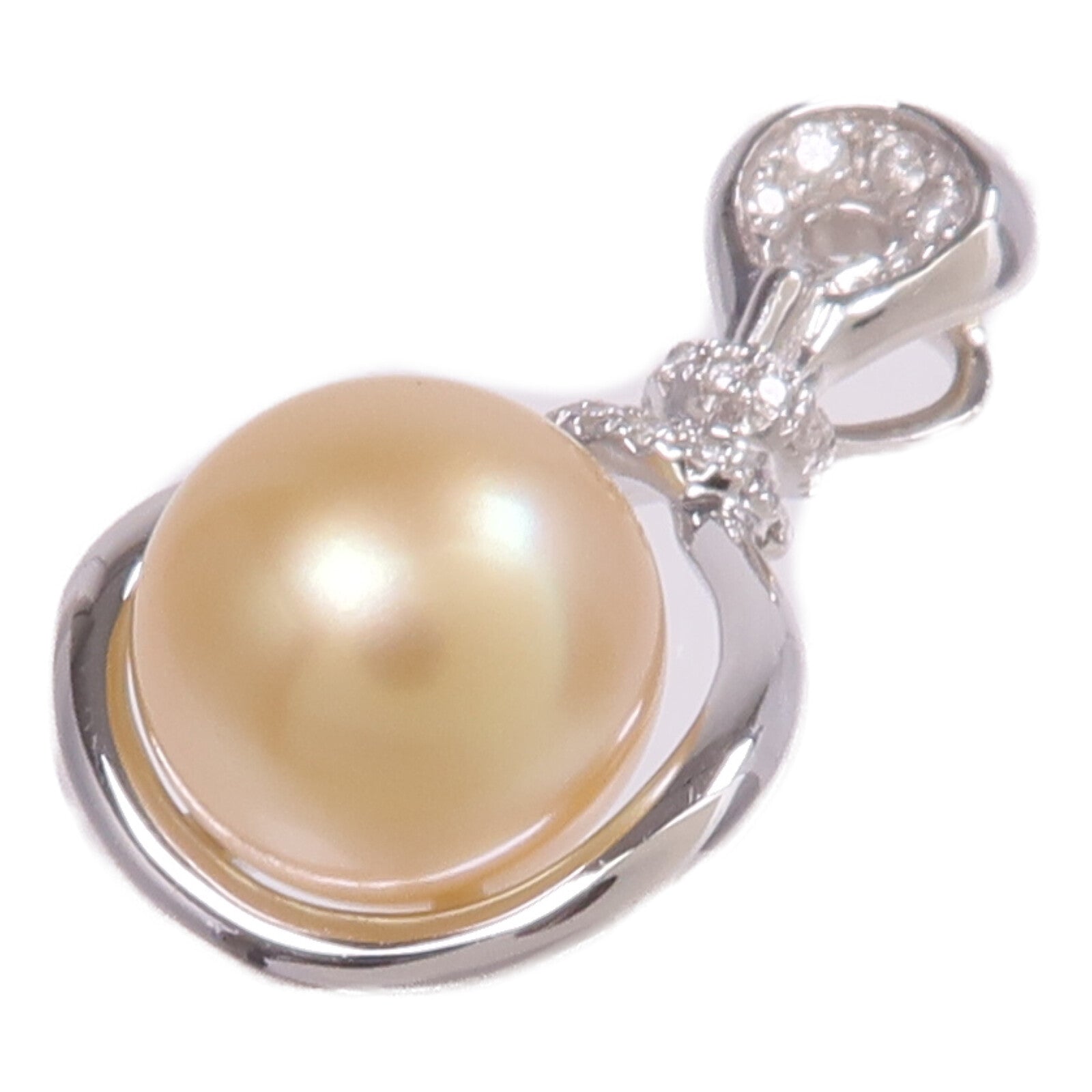 JEWELRY 【激減優惠】18K白金Pearl Diamond Pendant Top珍珠/鑽石吊墜