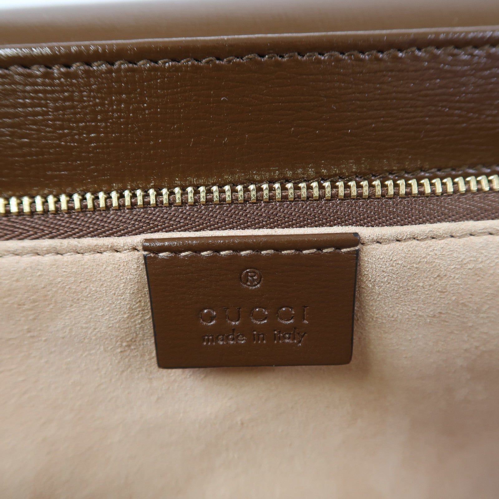 GUCCI 塗層帆布Horsebit 1955金扣肩背袋啡色
