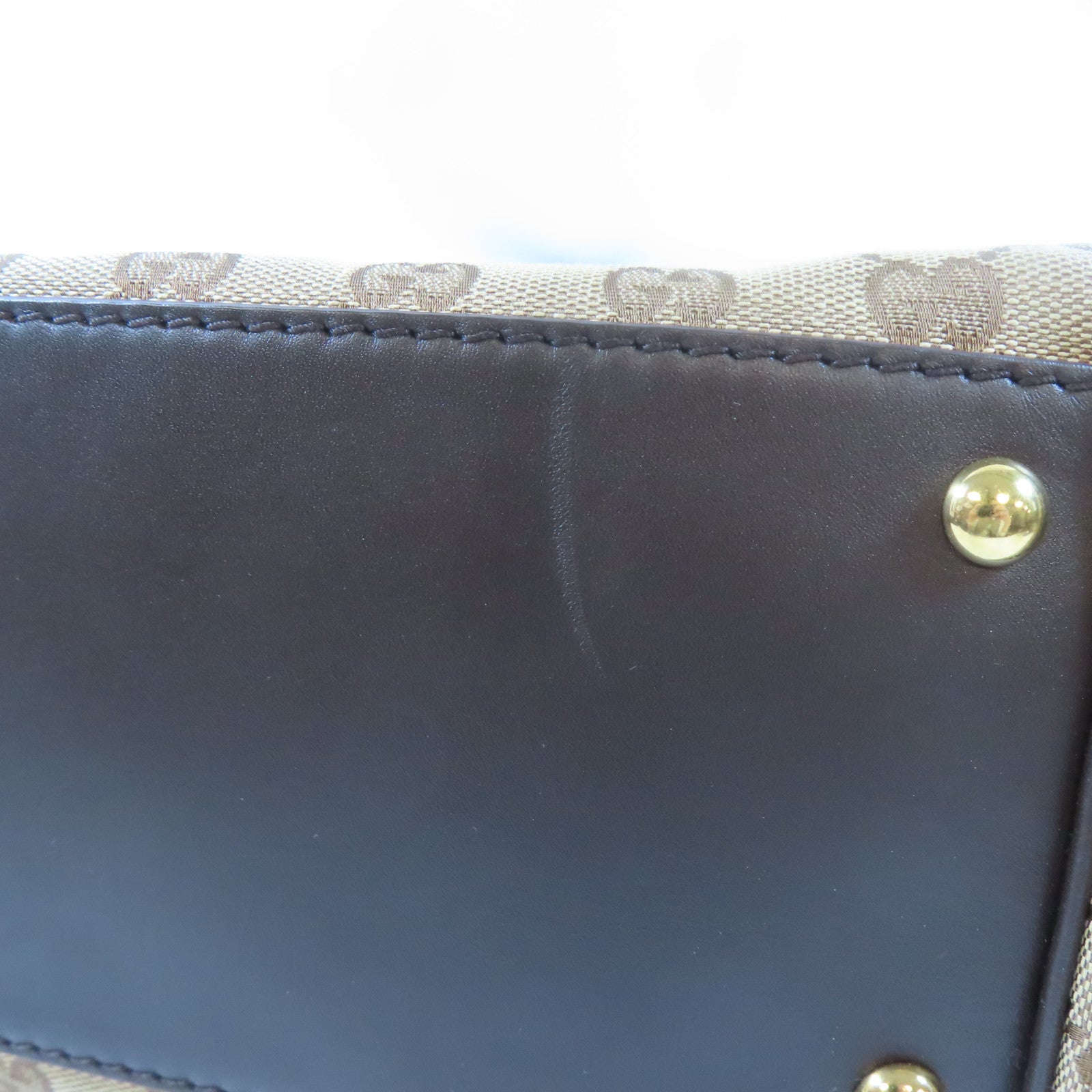 GUCCI 帆布Scarlett金扣手挽肩背兩用袋啡色