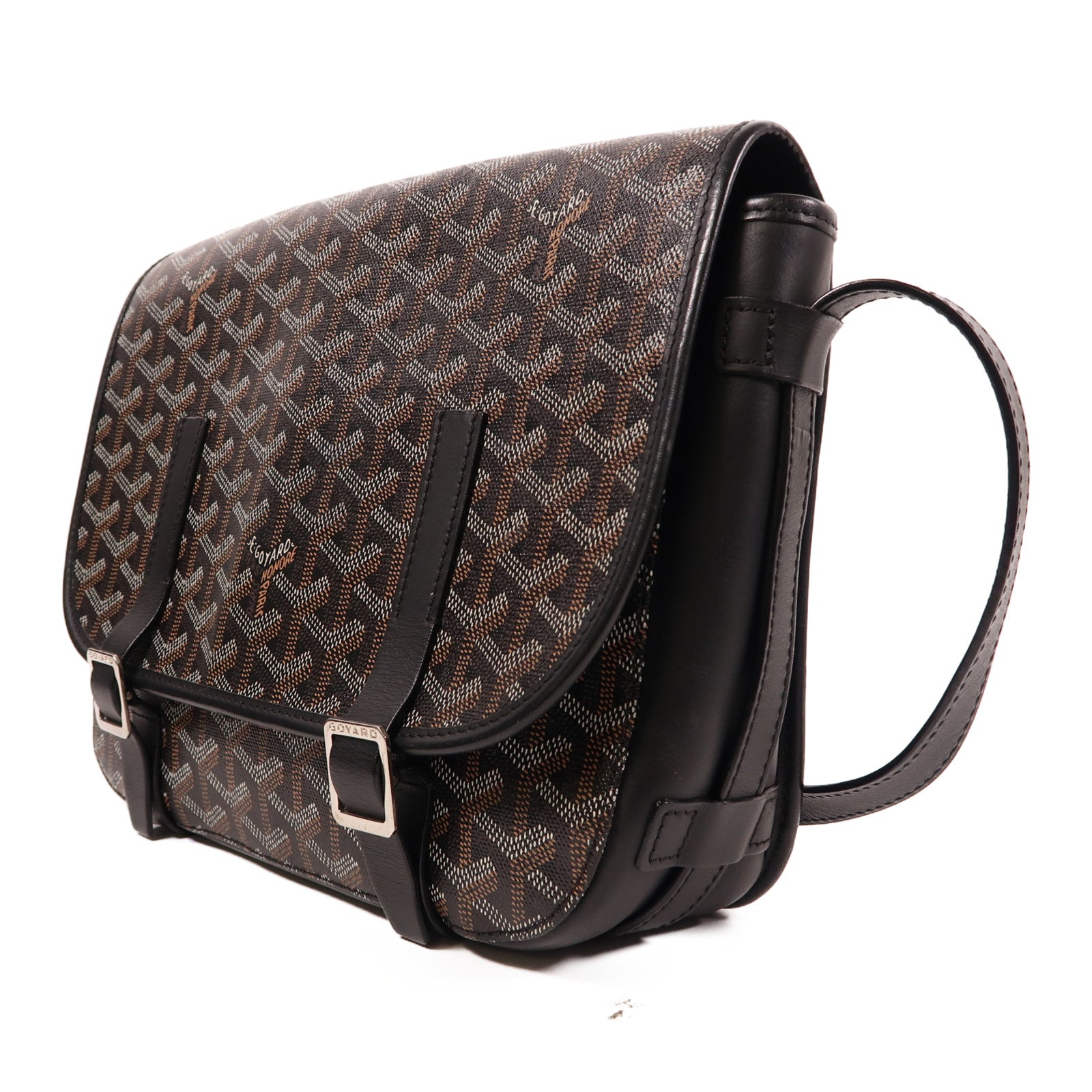 GOYARD 【激減優惠】塗層帆布1990-2000 Belvedere銀扣肩背袋黑色