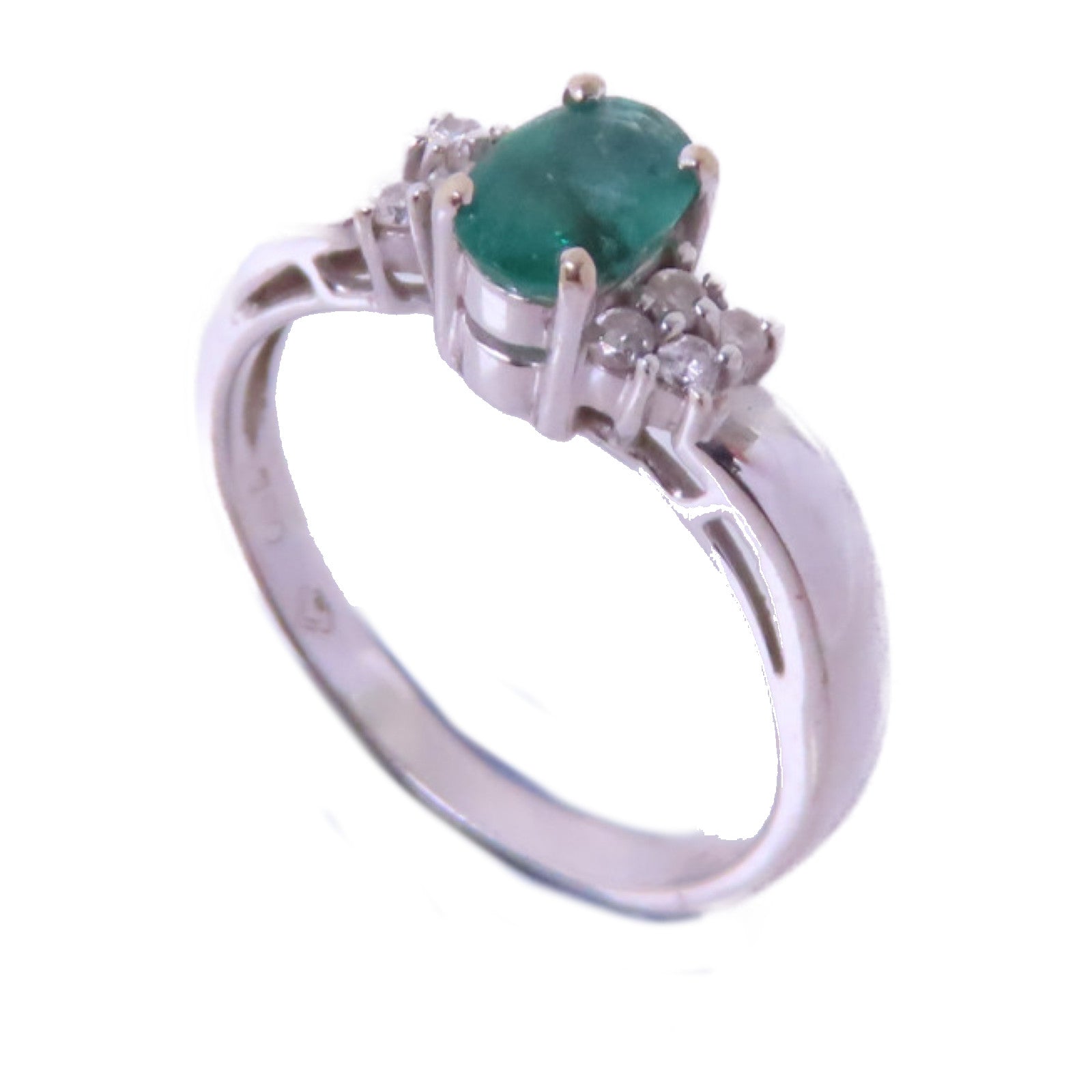 JEWELRY【激減優惠】 18K白金/0.49ct電氣石/鑽石Tourmaline/Diamond Ring戒指US#4.75