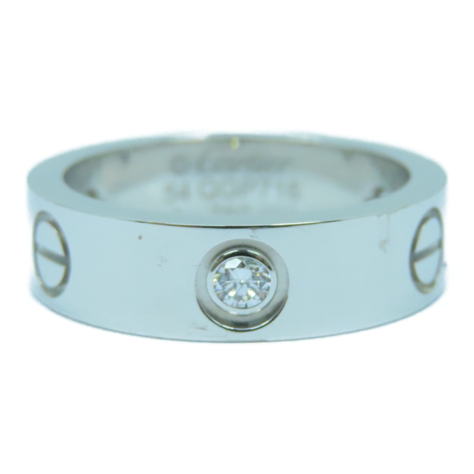 CARTIER 【激減優惠】18K白金Love Ring鑽石戒指Cartier#54/US#6.75