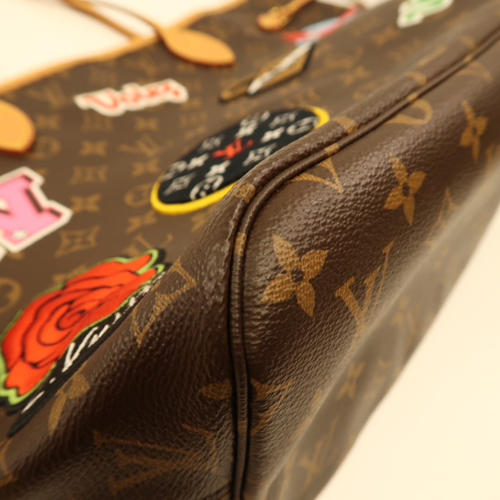 LOUIS VUITTON Monogram Neverfull MM Patches金扣肩背袋啡色