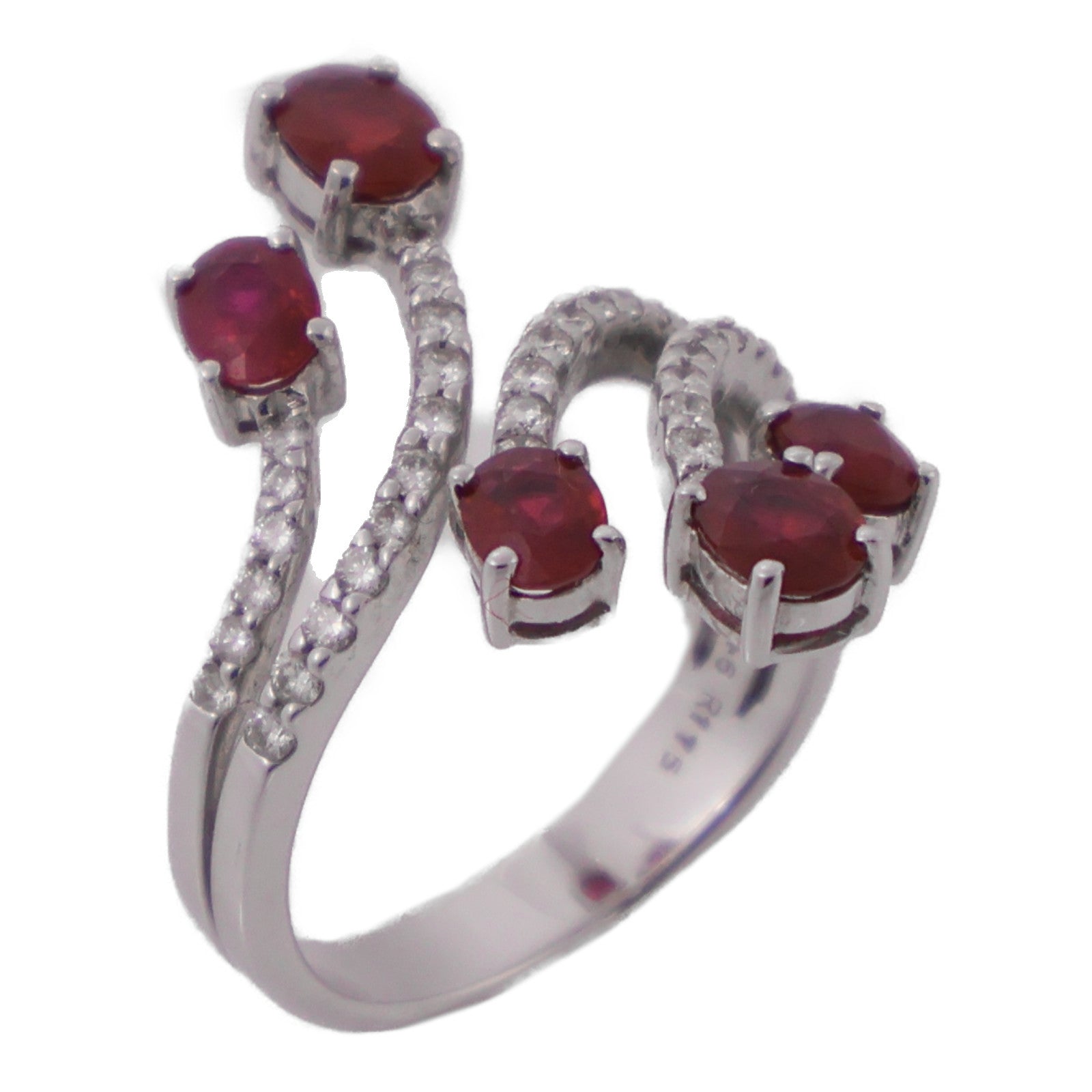 JEWELRY 18K白金Ruby Ring紅寶石/鑽石戒指US#7.5
