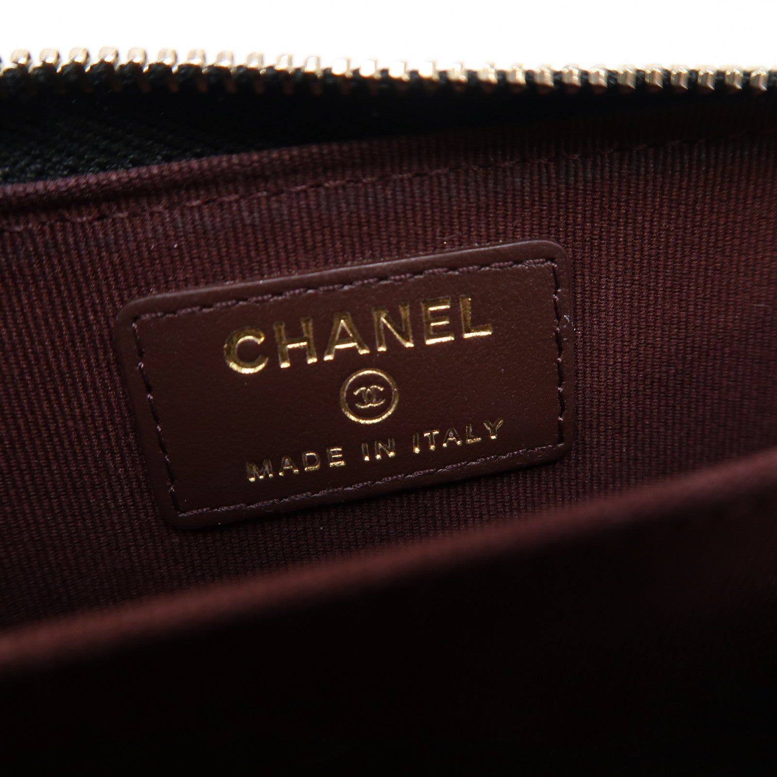 CHANEL 菱格牛皮皮革Card Holder金扣卡片套黑色