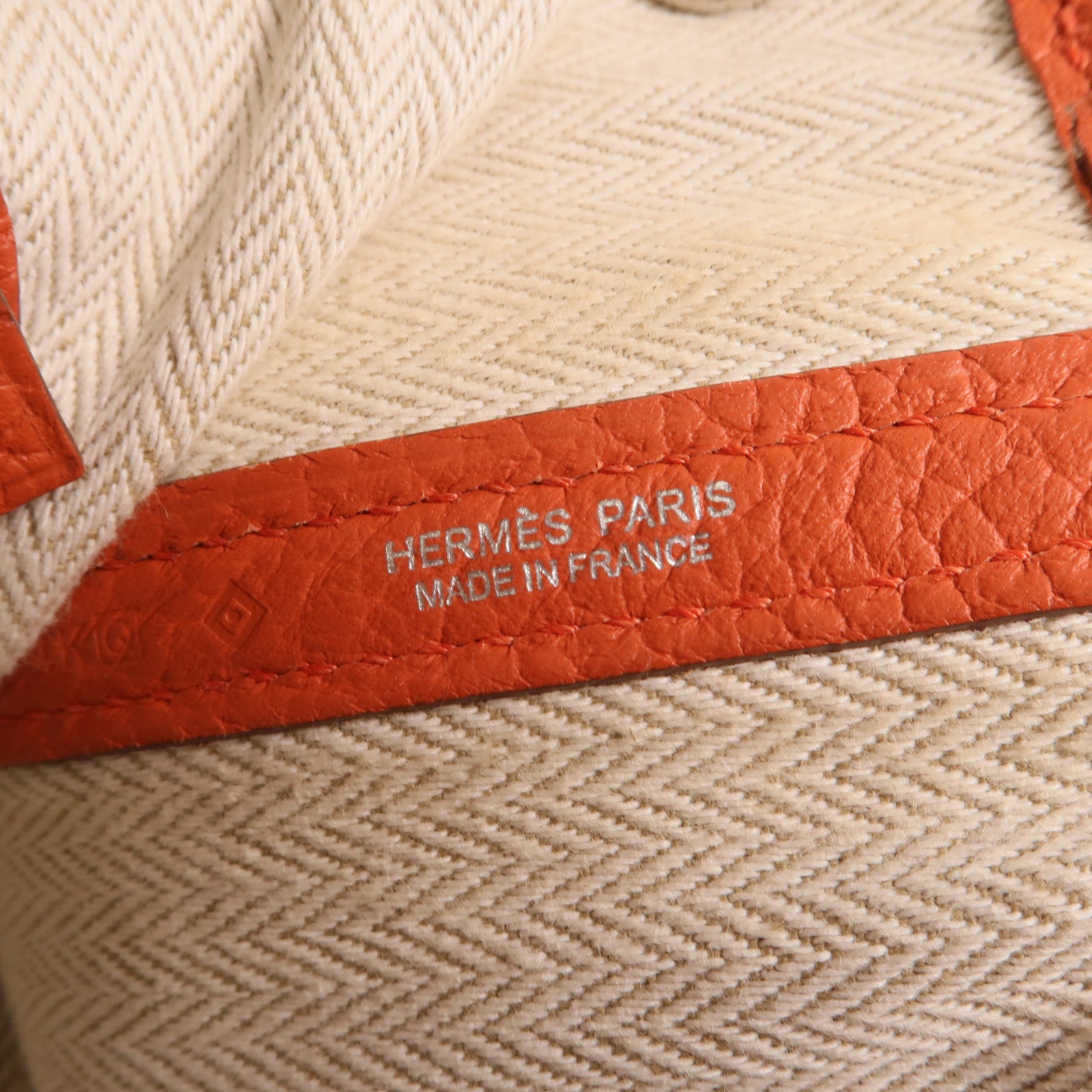 HERMES Negonda皮革Garden Party PM銀扣手挽袋Orange
