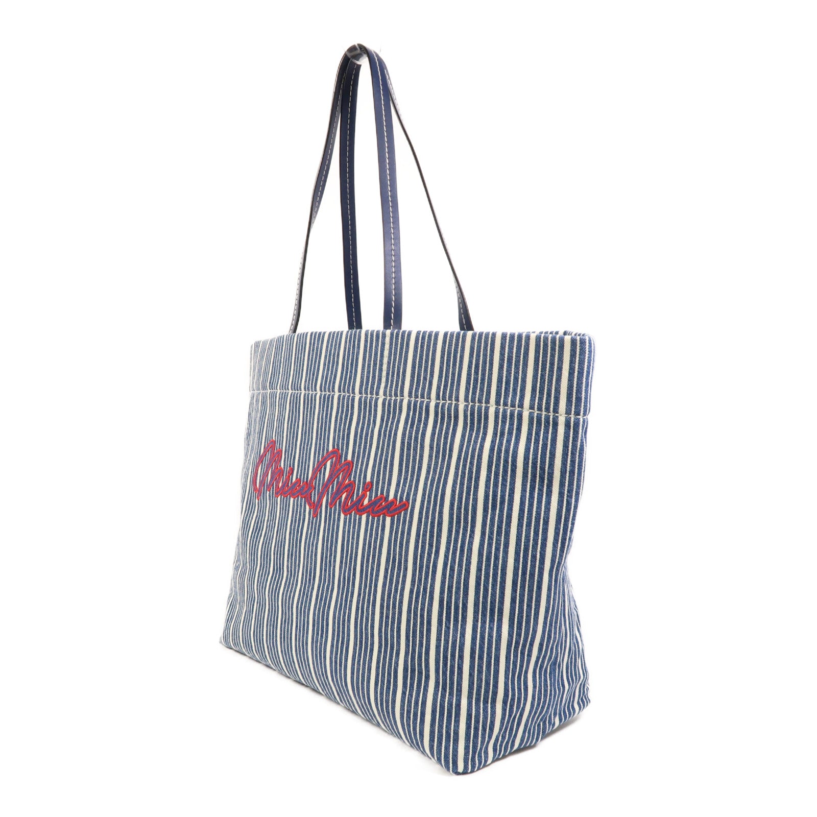 Miu Miu 牛仔布Tote Bag銀扣肩背袋