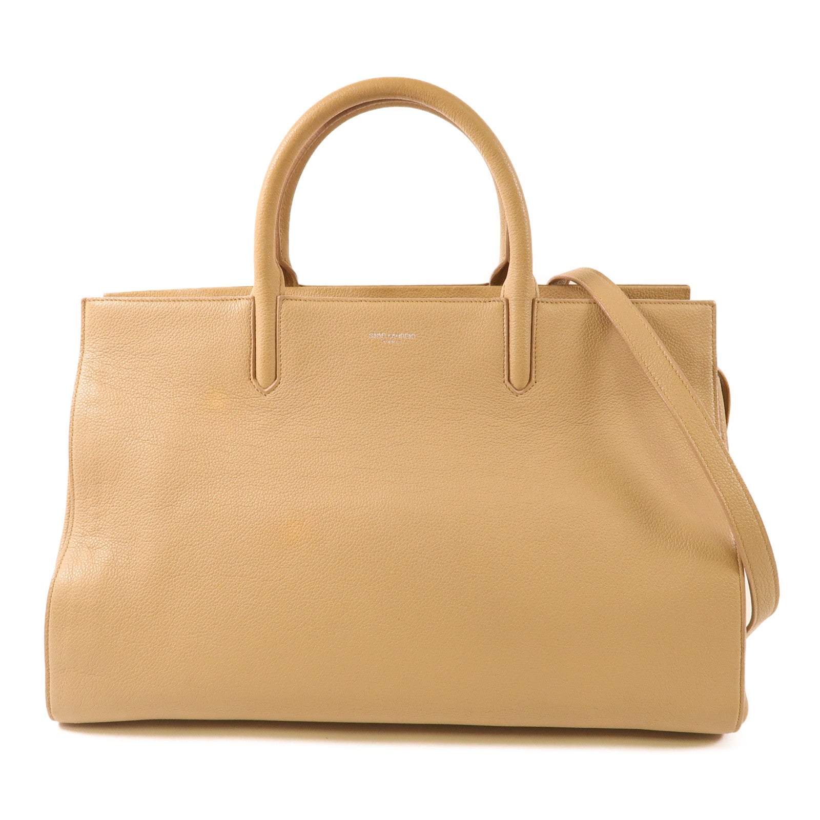 SAINT LAURENT 牛皮皮革2 Way Bag銀扣手挽肩背兩用袋