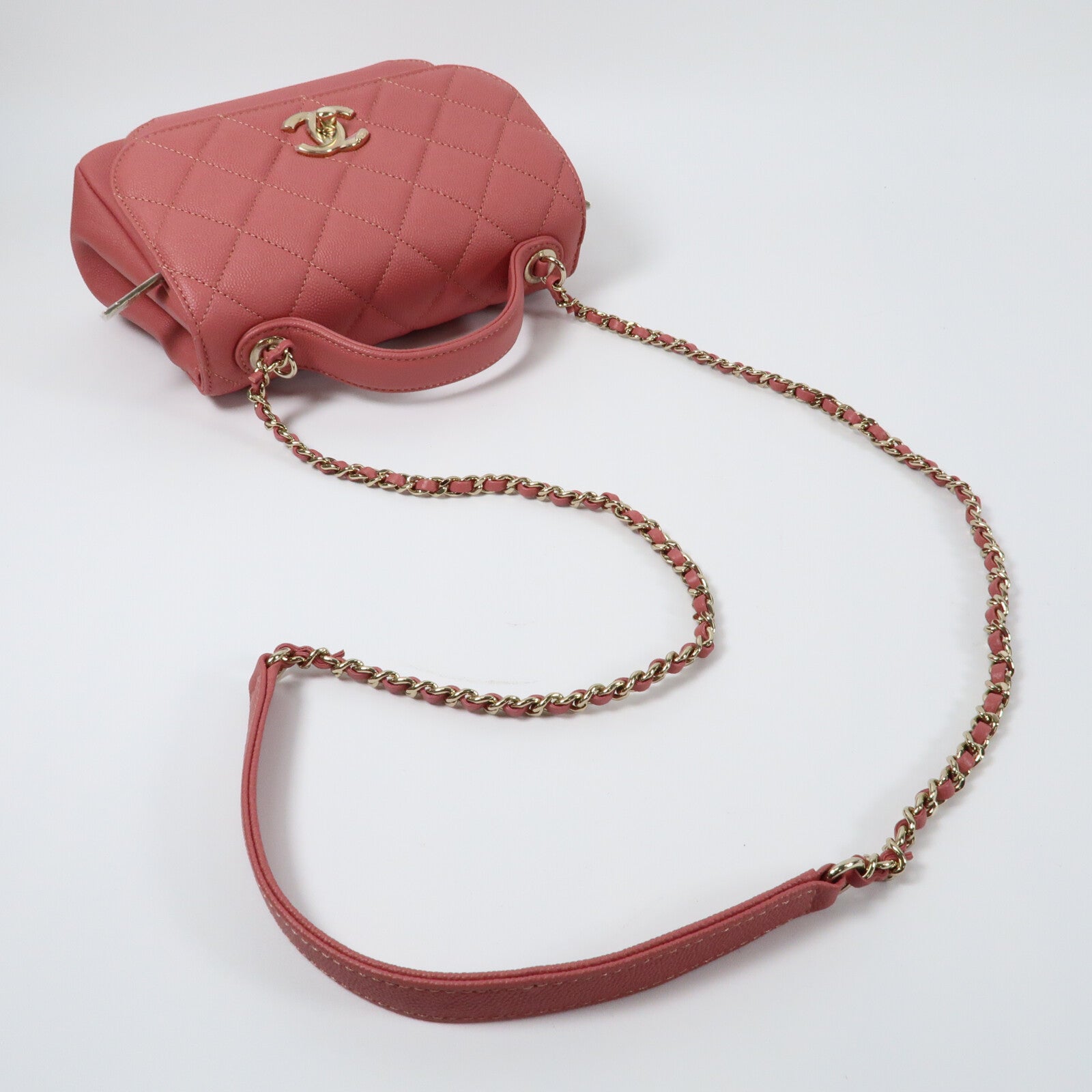 CHANEL 牛皮皮革Affinity Business Bag金扣鏈帶手挽肩背兩用袋