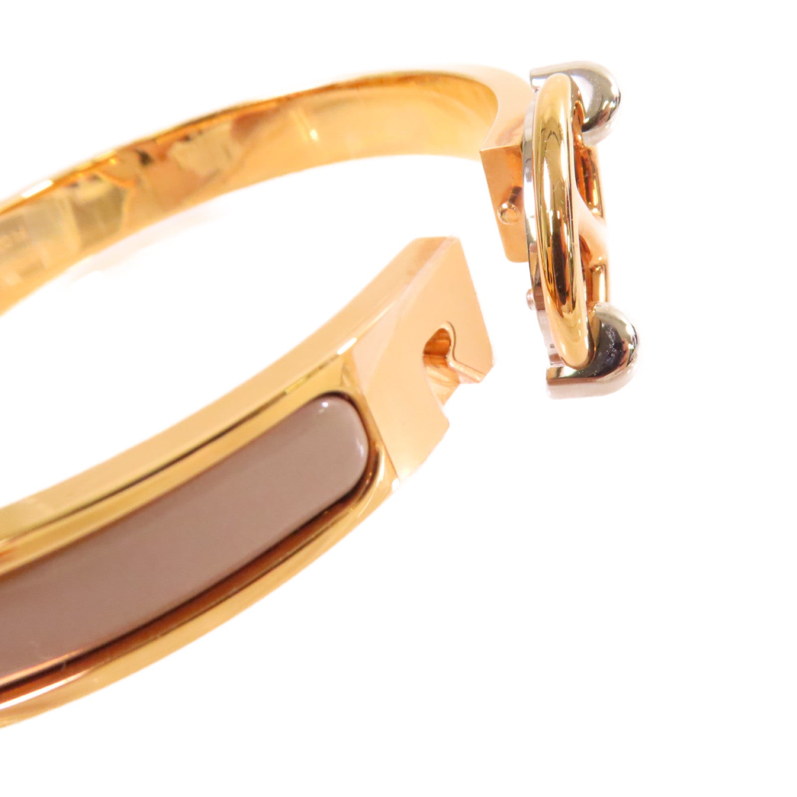 HERMES 金屬/琺瑯Clic Chaine Bracelet金扣手鐲灰色/金色
