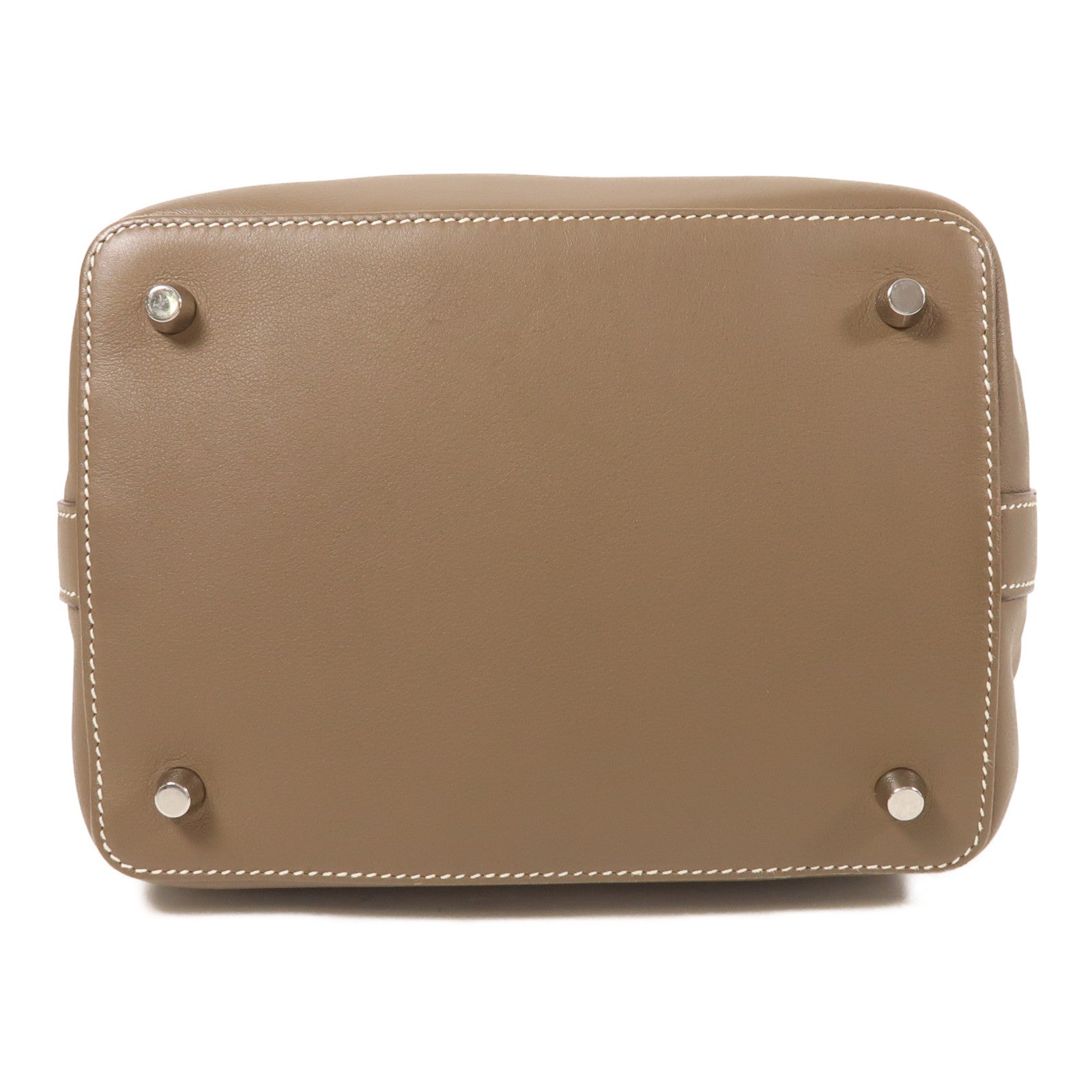 HERMES Swift皮革Tool Box 20銀扣手挽肩背兩用袋Etoupe