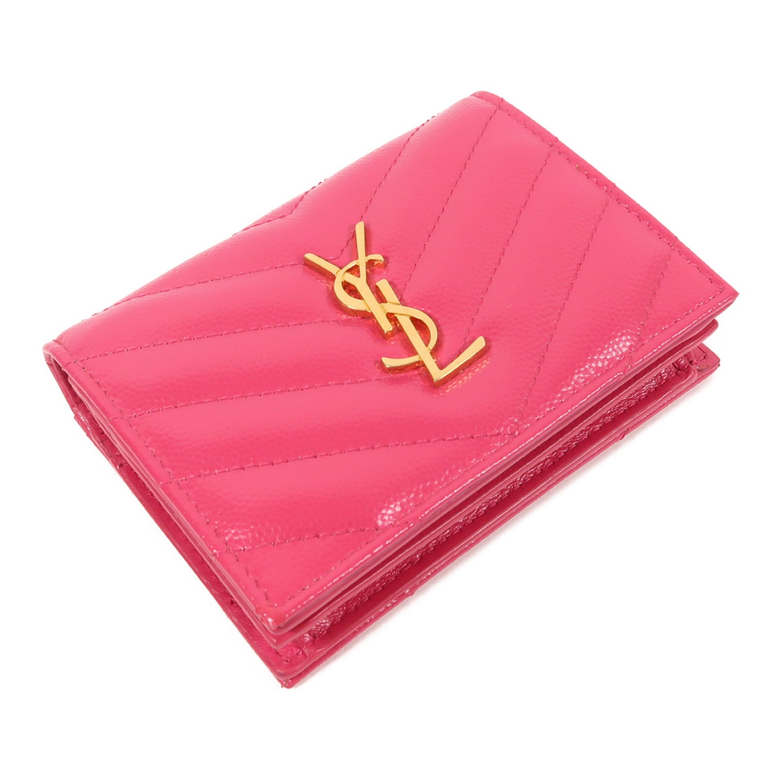 SAINT LAURENT 牛皮皮革Wallet金扣錢包粉紅色
