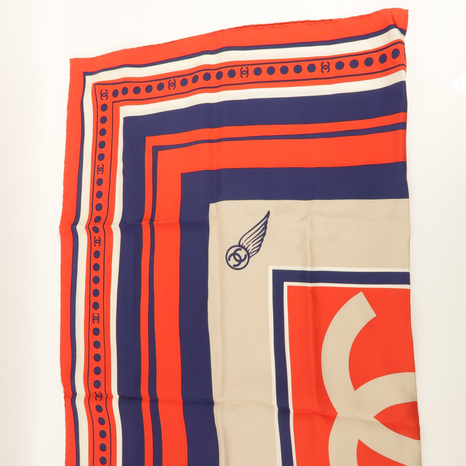 CHANEL CC Scarf Red Navy