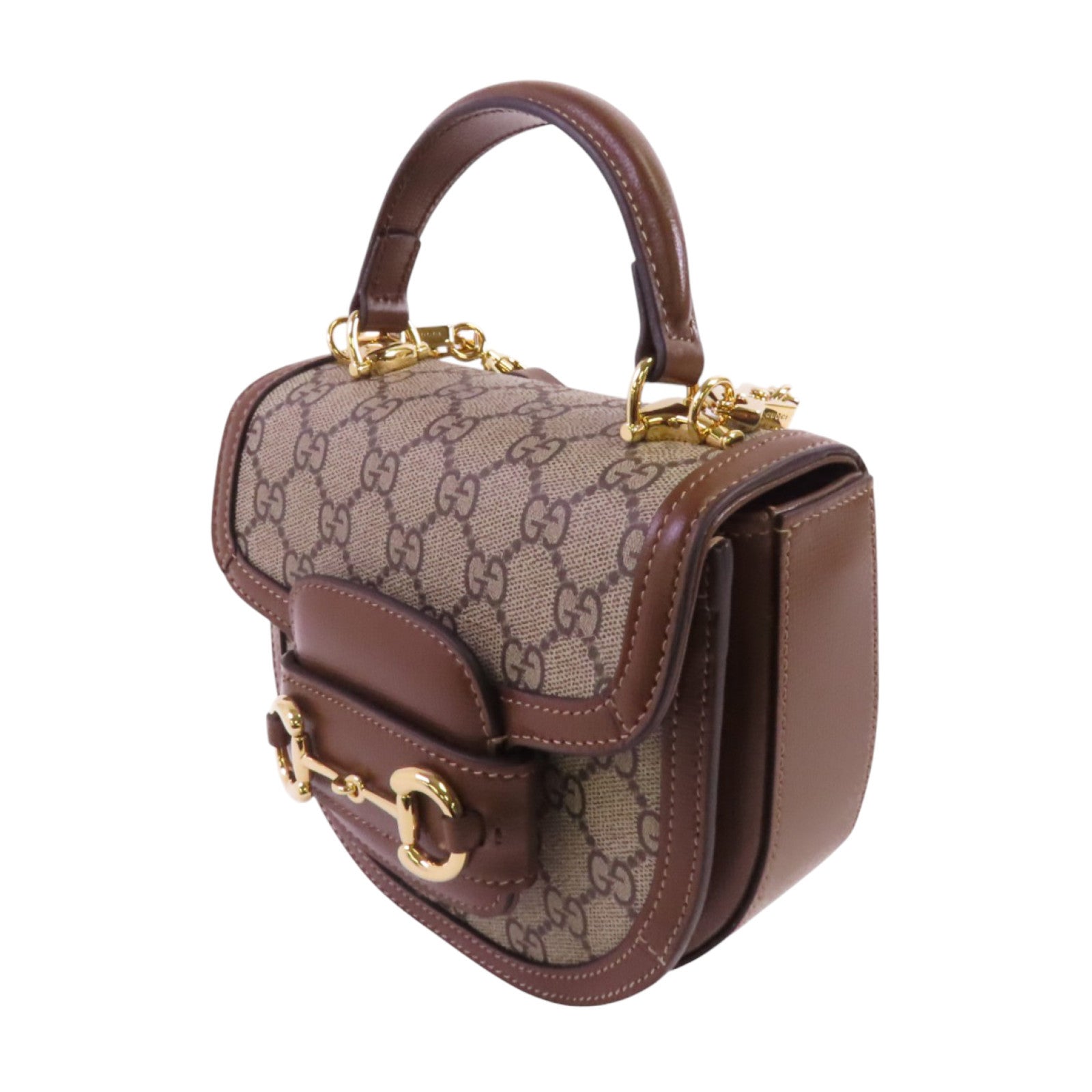 GUCCI 塗層帆布Horsebit 1955 Mini Top Handle金扣手挽肩背兩用袋