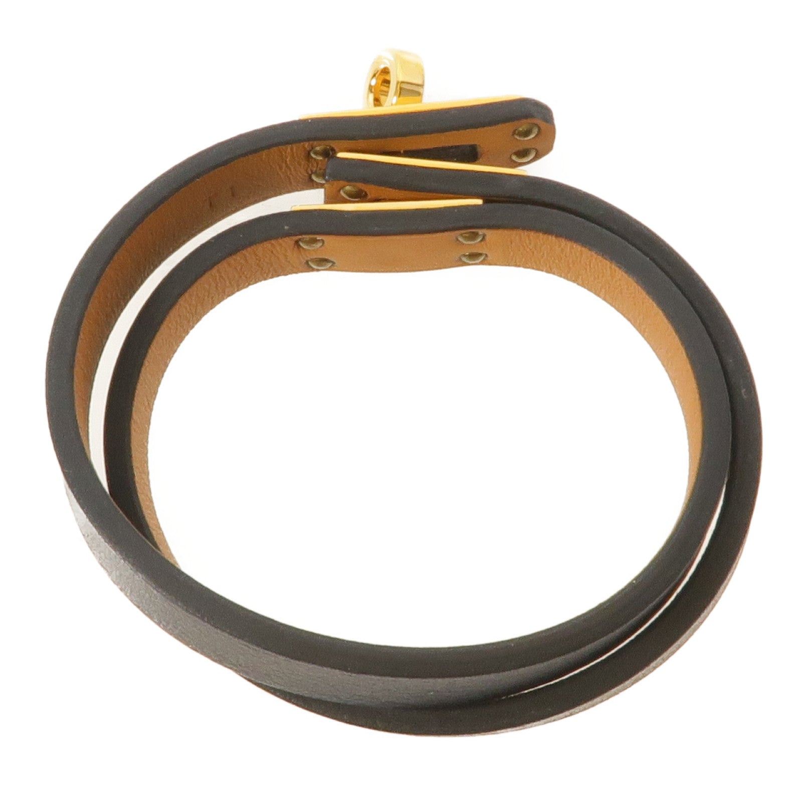 HERMES Swift皮革Mini Kelly Double Tour Bracelet手環Noir