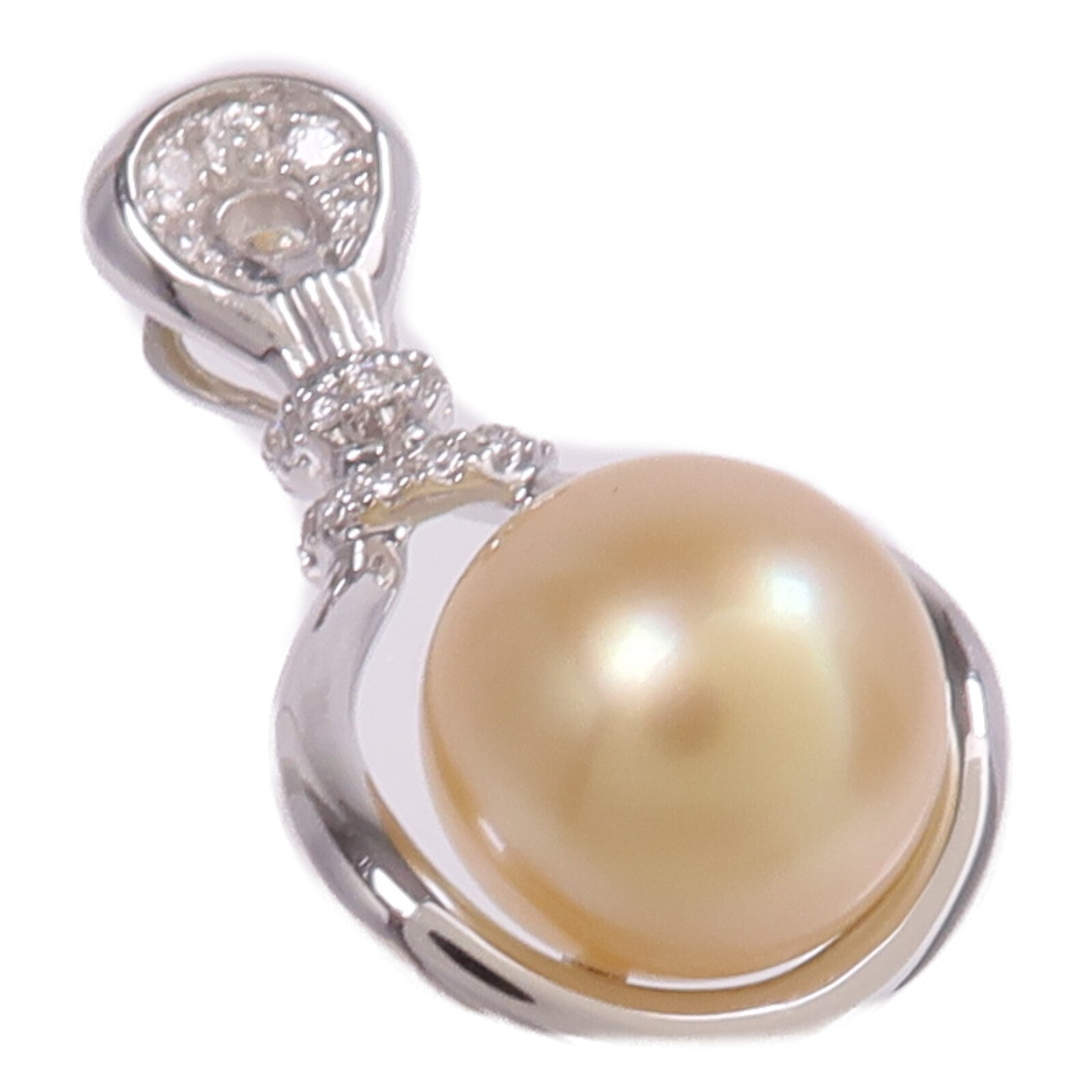 JEWELRY 【激減優惠】18K白金Pearl Diamond Pendant Top珍珠/鑽石吊墜