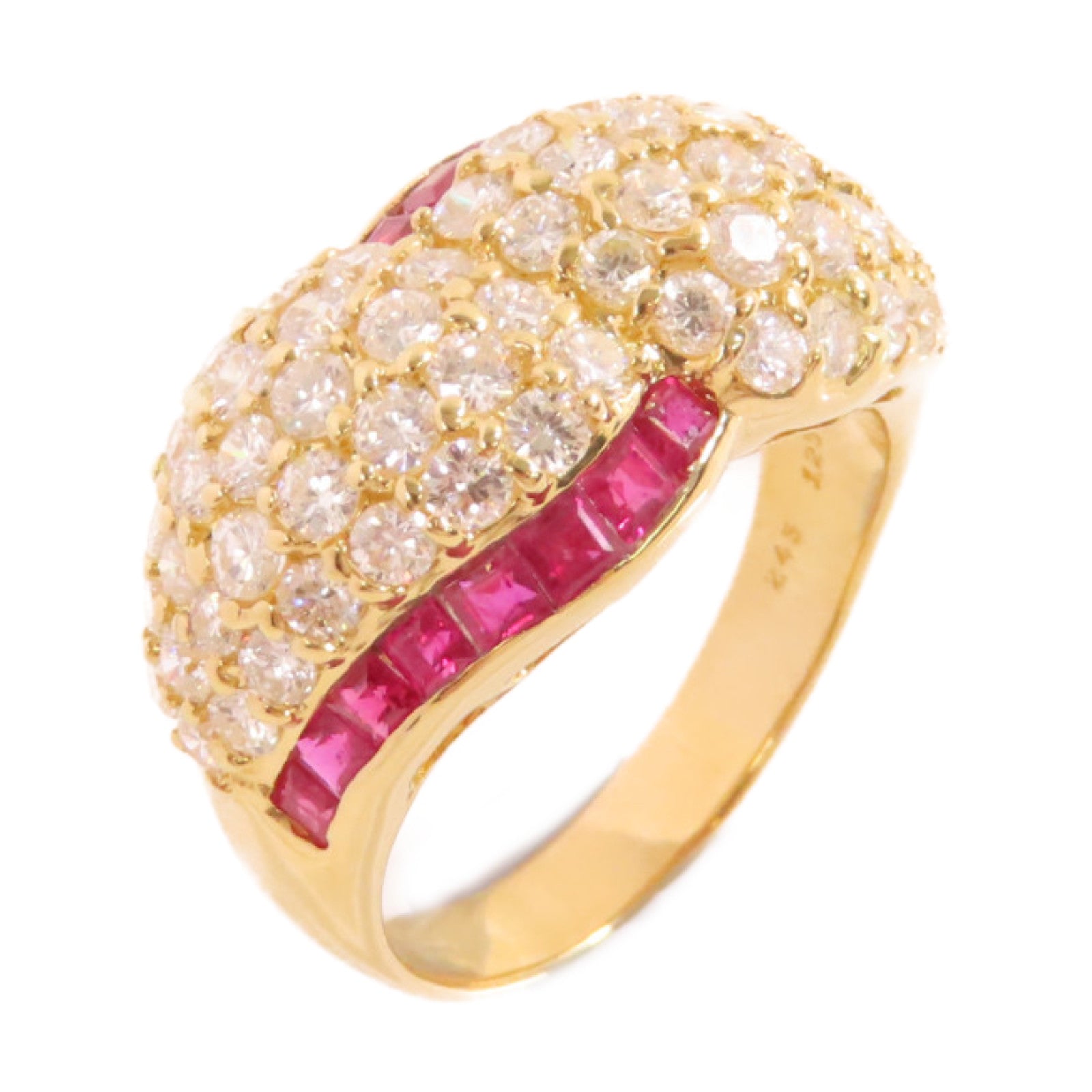 JEWELRY 18K黃金/1.25ct紅寶石/2.45ct鑚石Ruby Diamond Ring戒指US#9