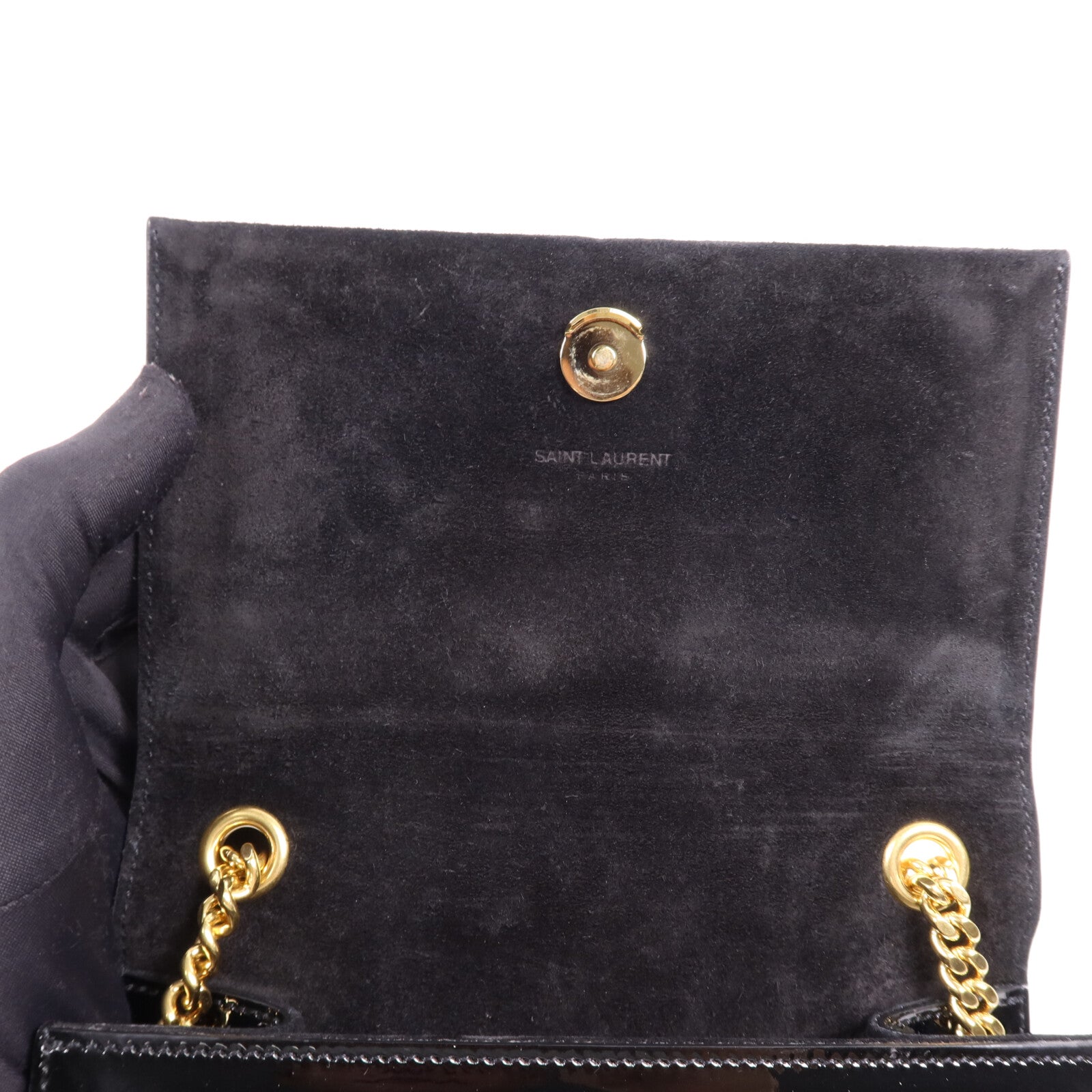 YVES SAINT LAURENT 漆皮皮革Kate Small金扣鏈帶肩背袋