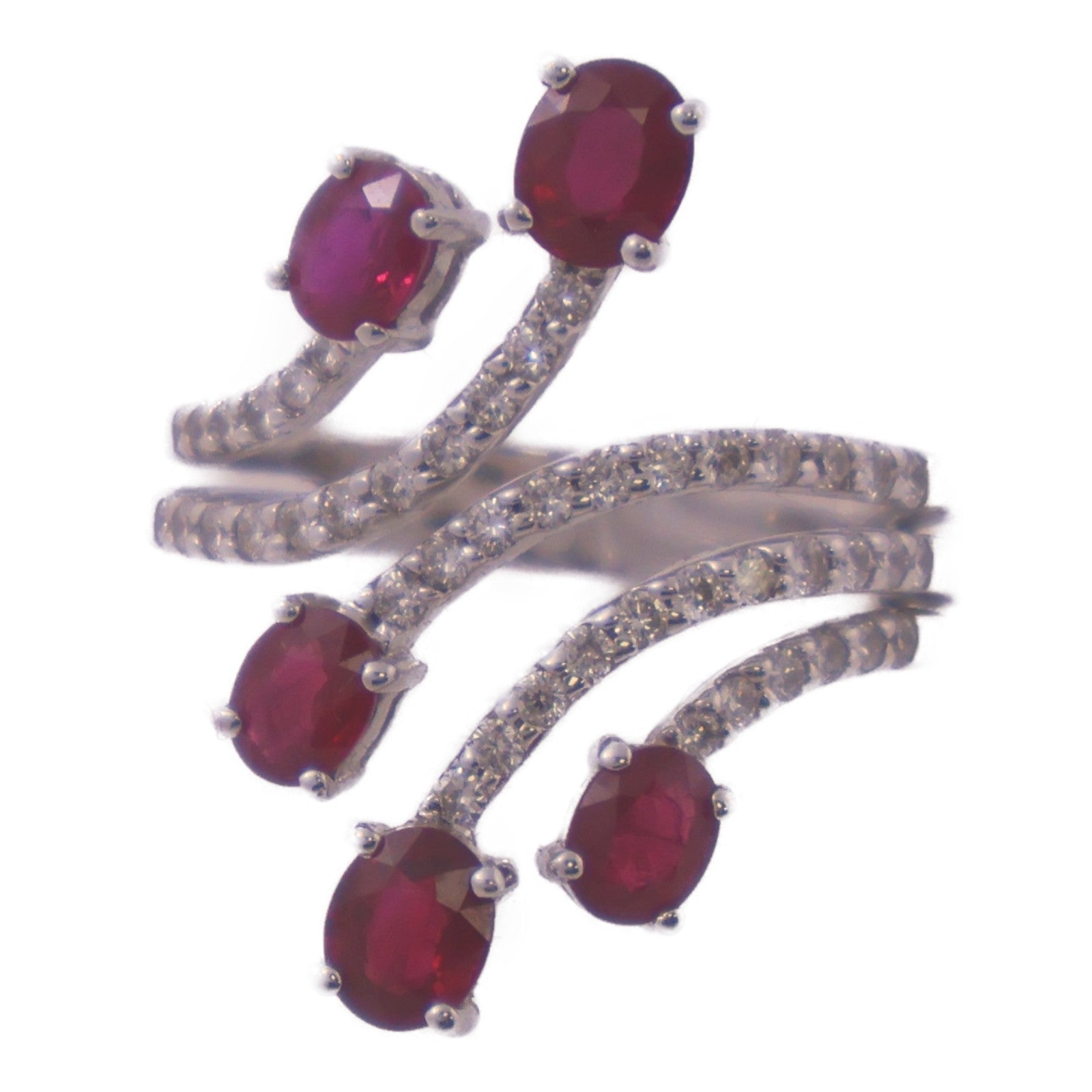 JEWELRY 18K白金Ruby Ring紅寶石/鑽石戒指US#7.5
