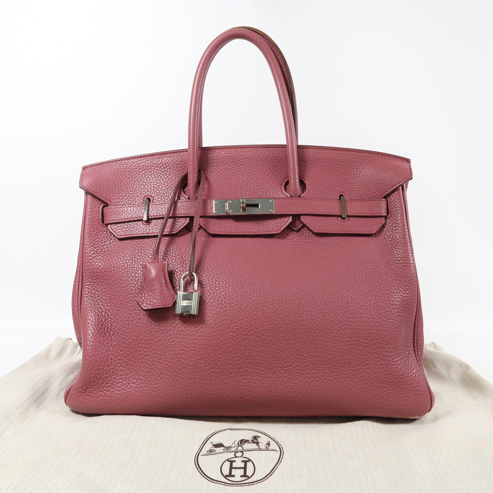 HERMES Togo皮革Birkin 35銀扣手挽袋Bois De Rose粉紅色