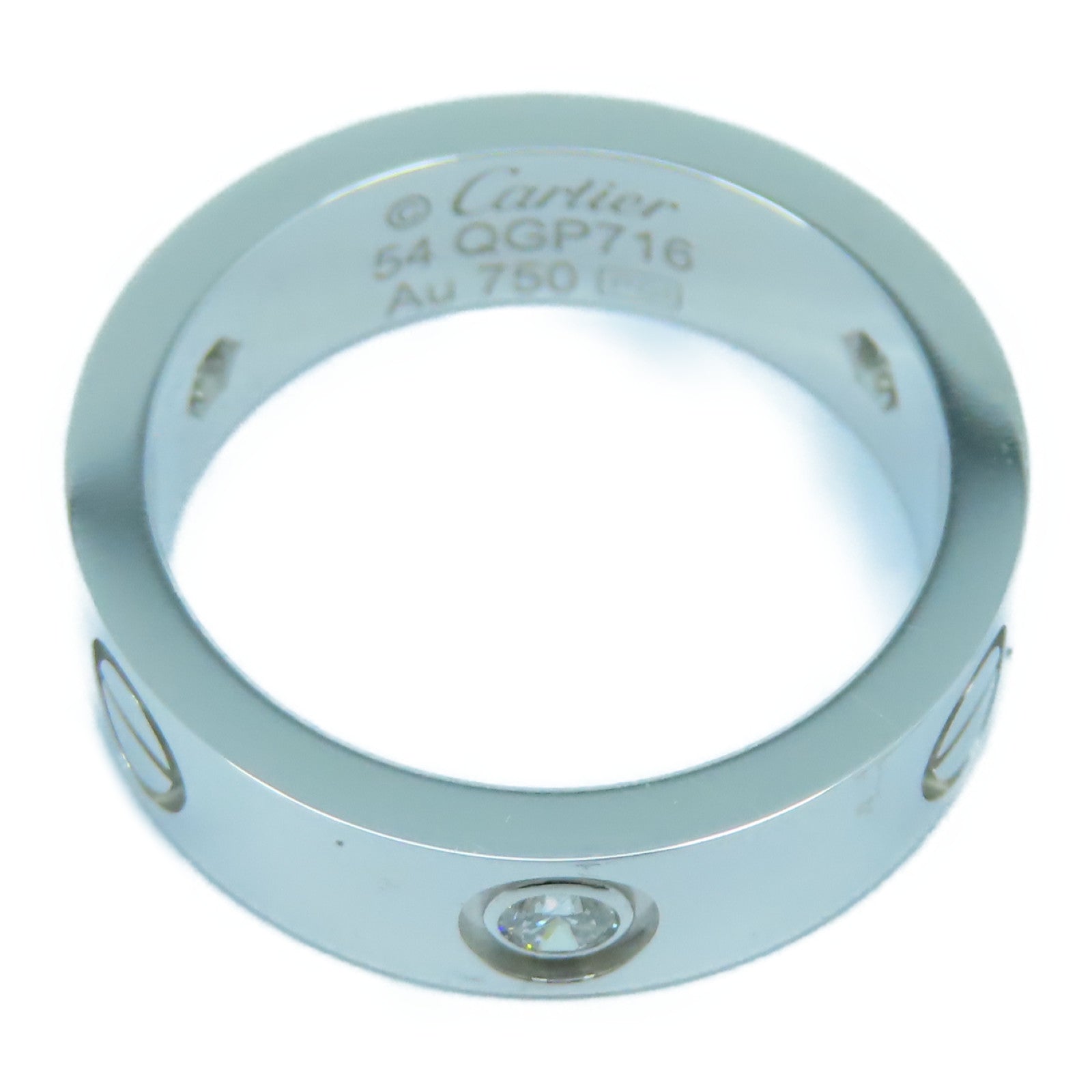 CARTIER 【激減優惠】18K白金Love Ring鑽石戒指Cartier#54/US#6.75