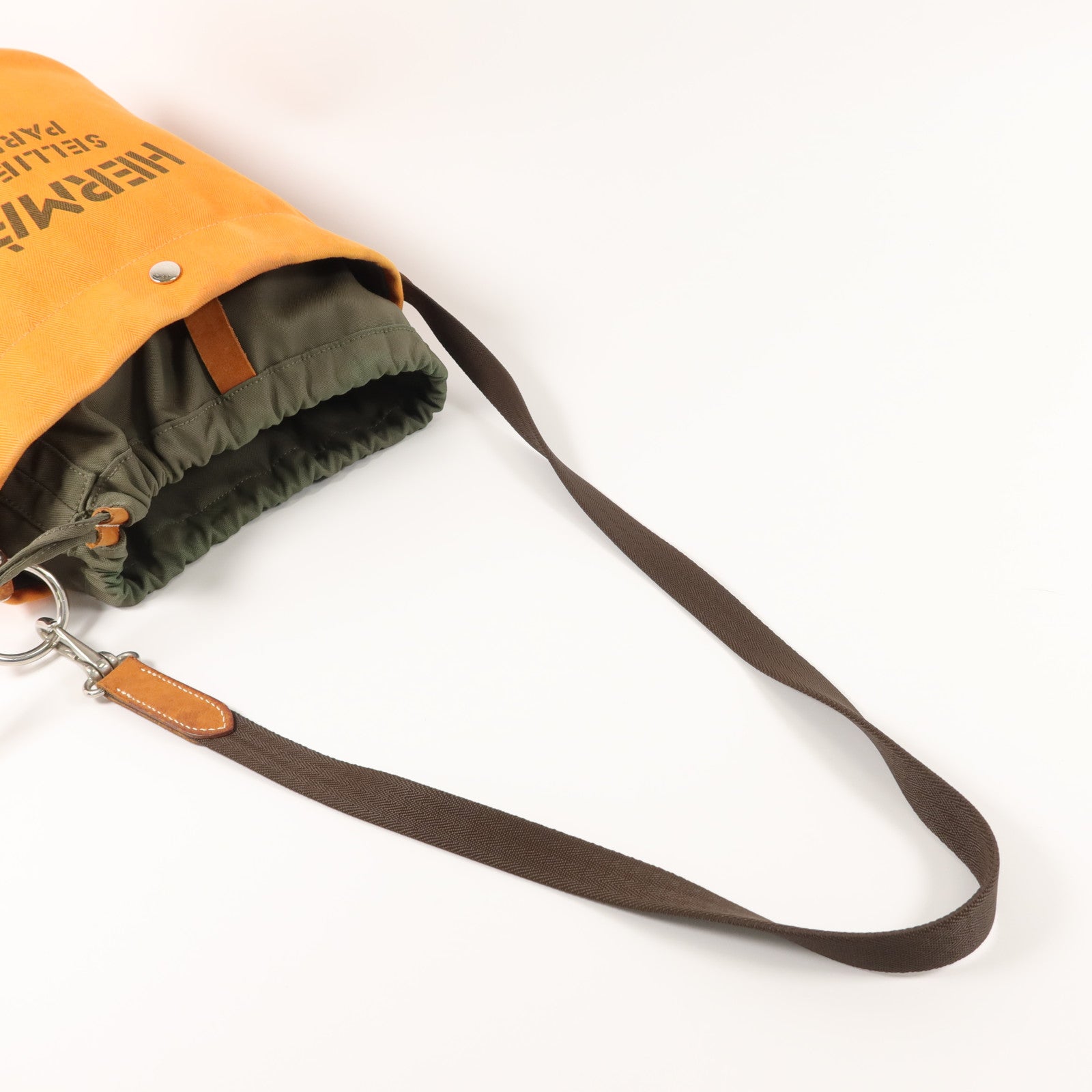 HERMES Toile Sac De Pansage Grooming Bucket Bag肩背袋Orange