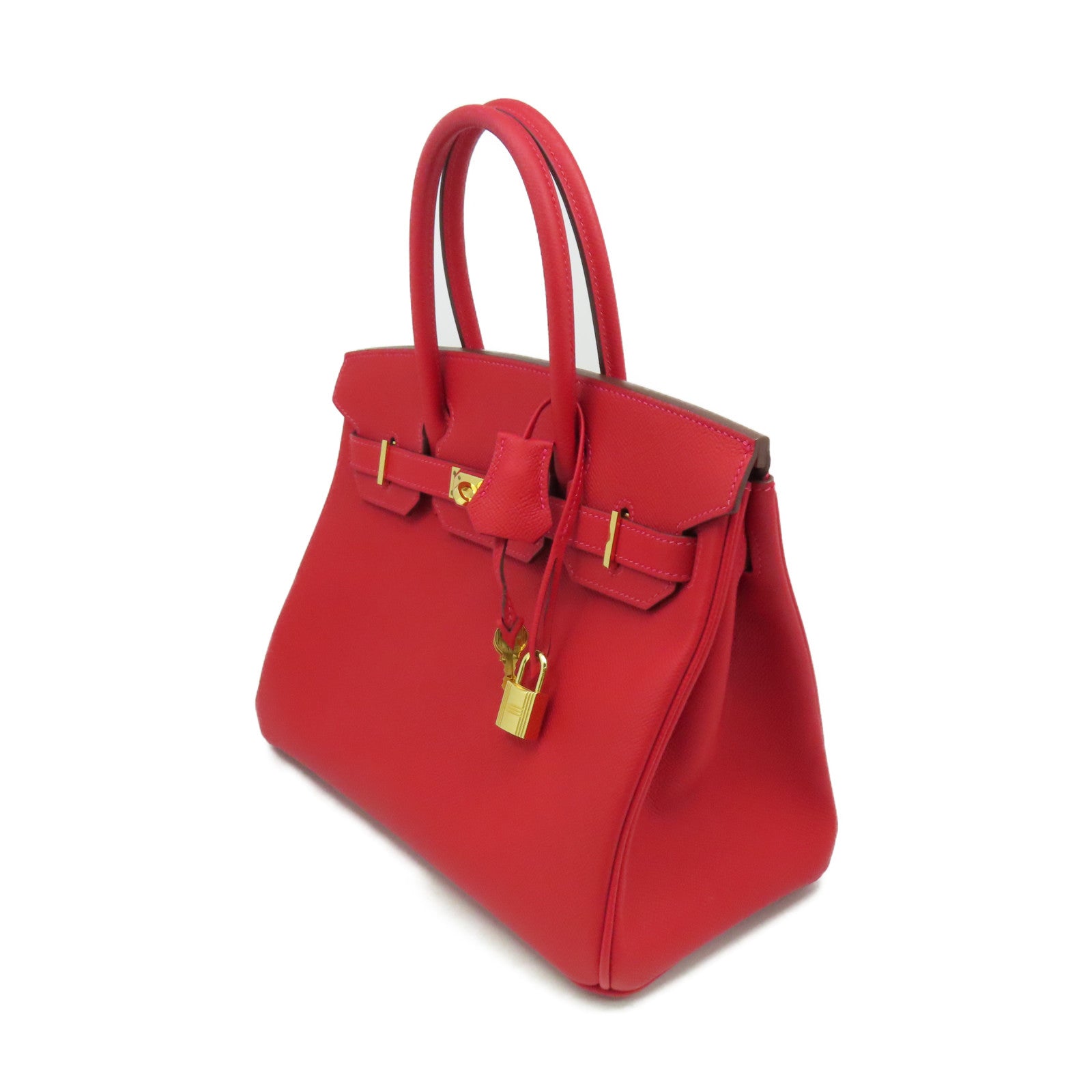 HERMES 【激減優惠】Epsom皮革Birkin 30 Hand Bag金扣手挽袋Rouge Casaque法拉利紅
