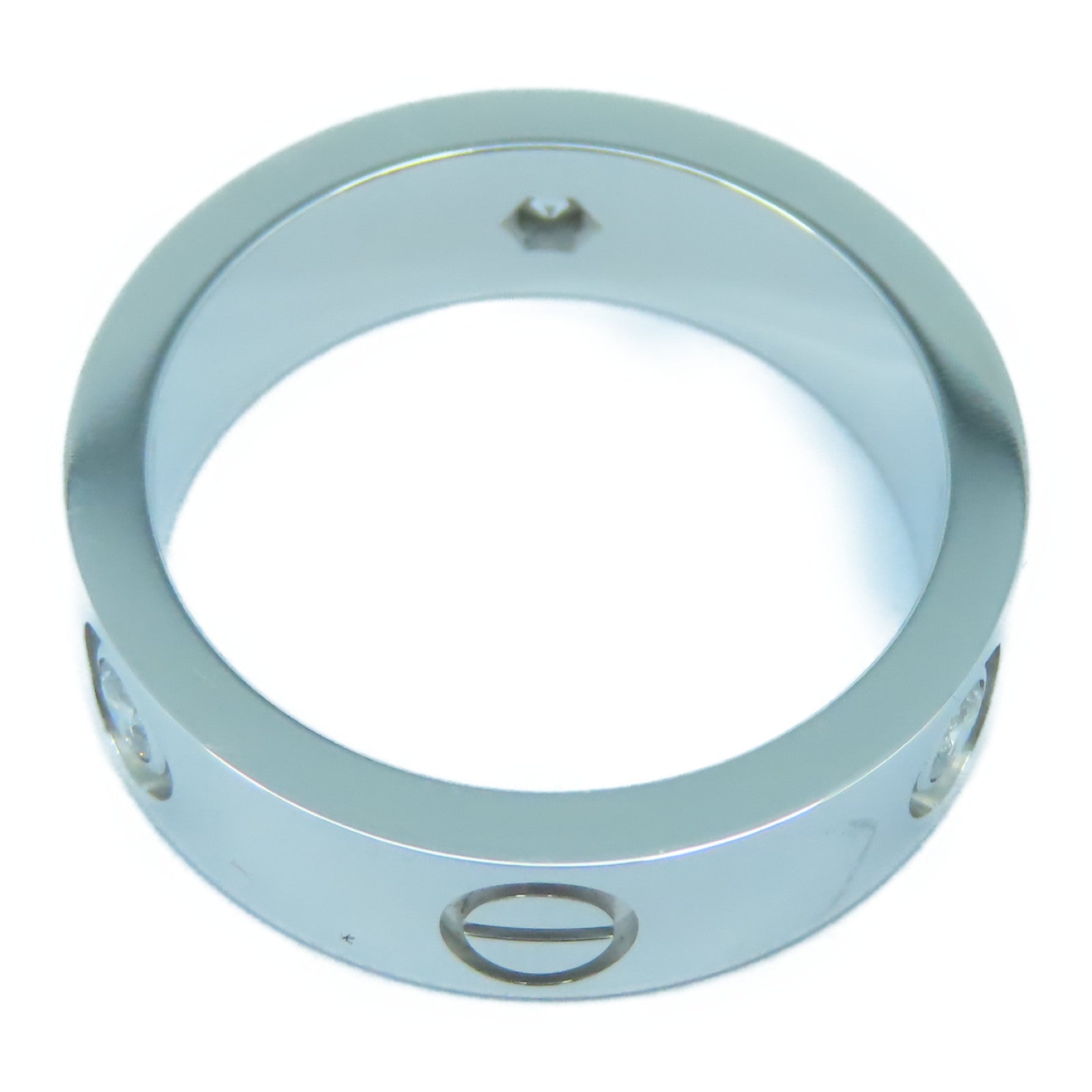 CARTIER 【激減優惠】18K白金Love Ring鑽石戒指Cartier#54/US#6.75