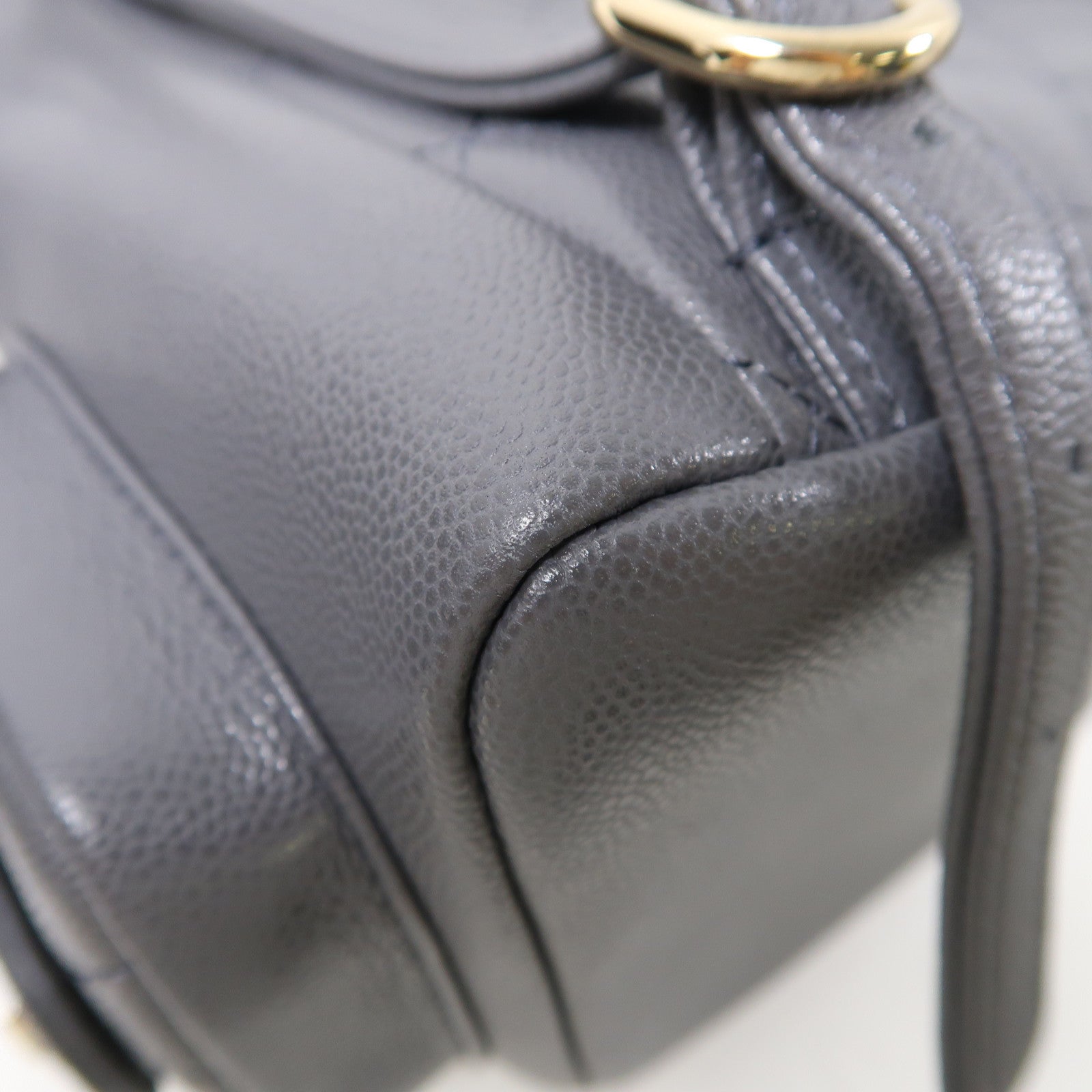CHANEL 菱格牛皮皮革Backpack銀扣背包灰色