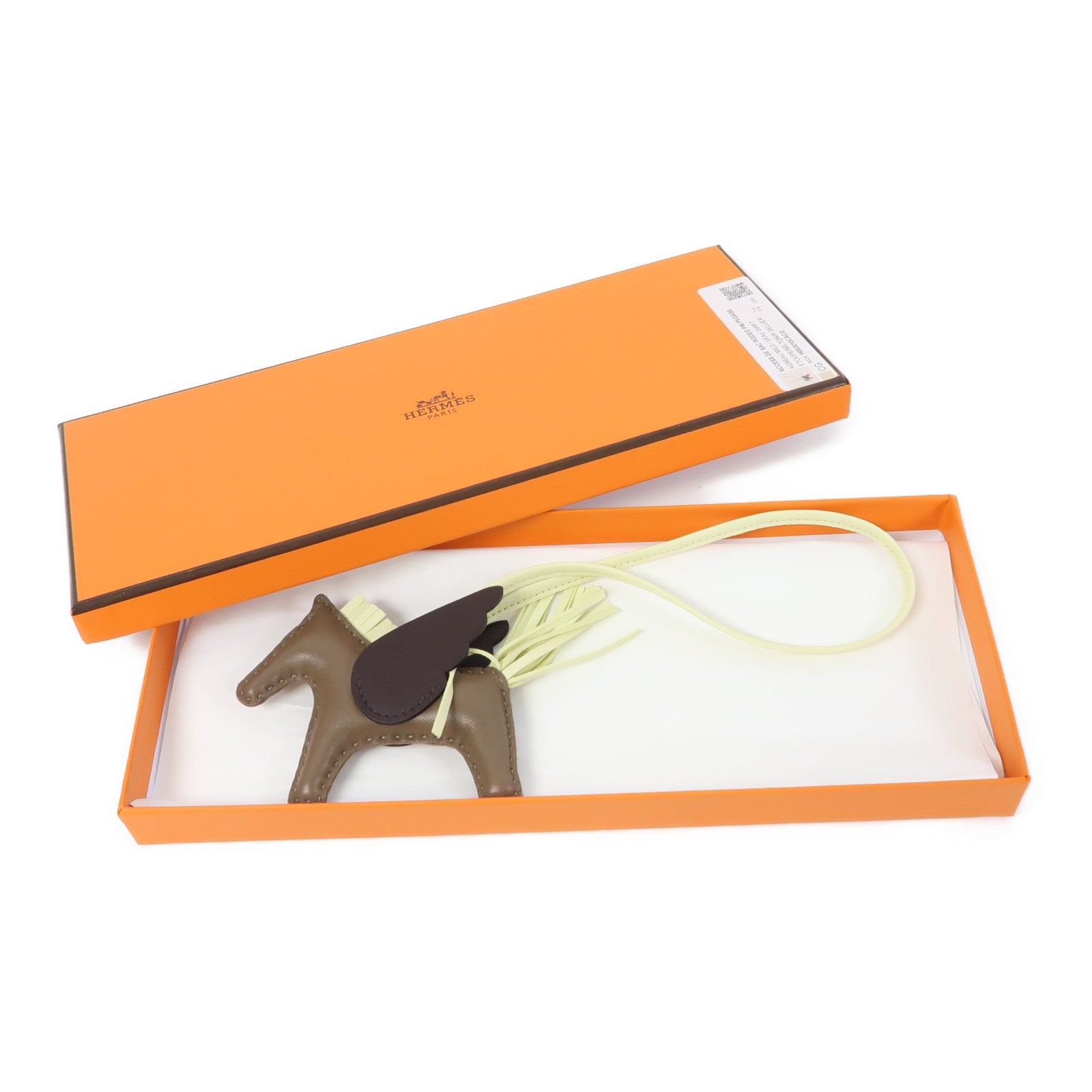 HERMES Swift皮革Rodeo PM掛飾啡色/黃色