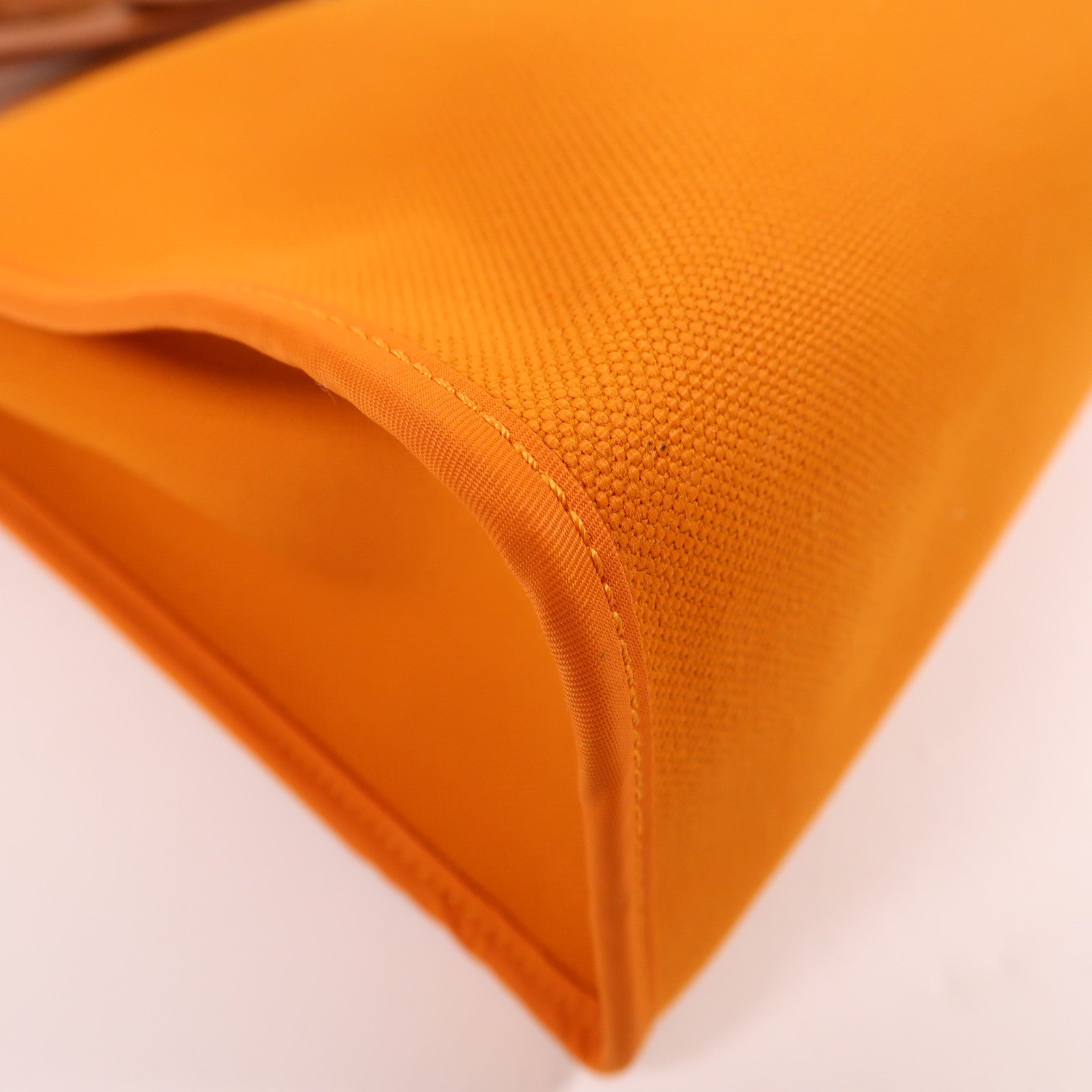 HERMES 帆布Herbag PM銀扣手挽肩背兩用袋杏桃黃色