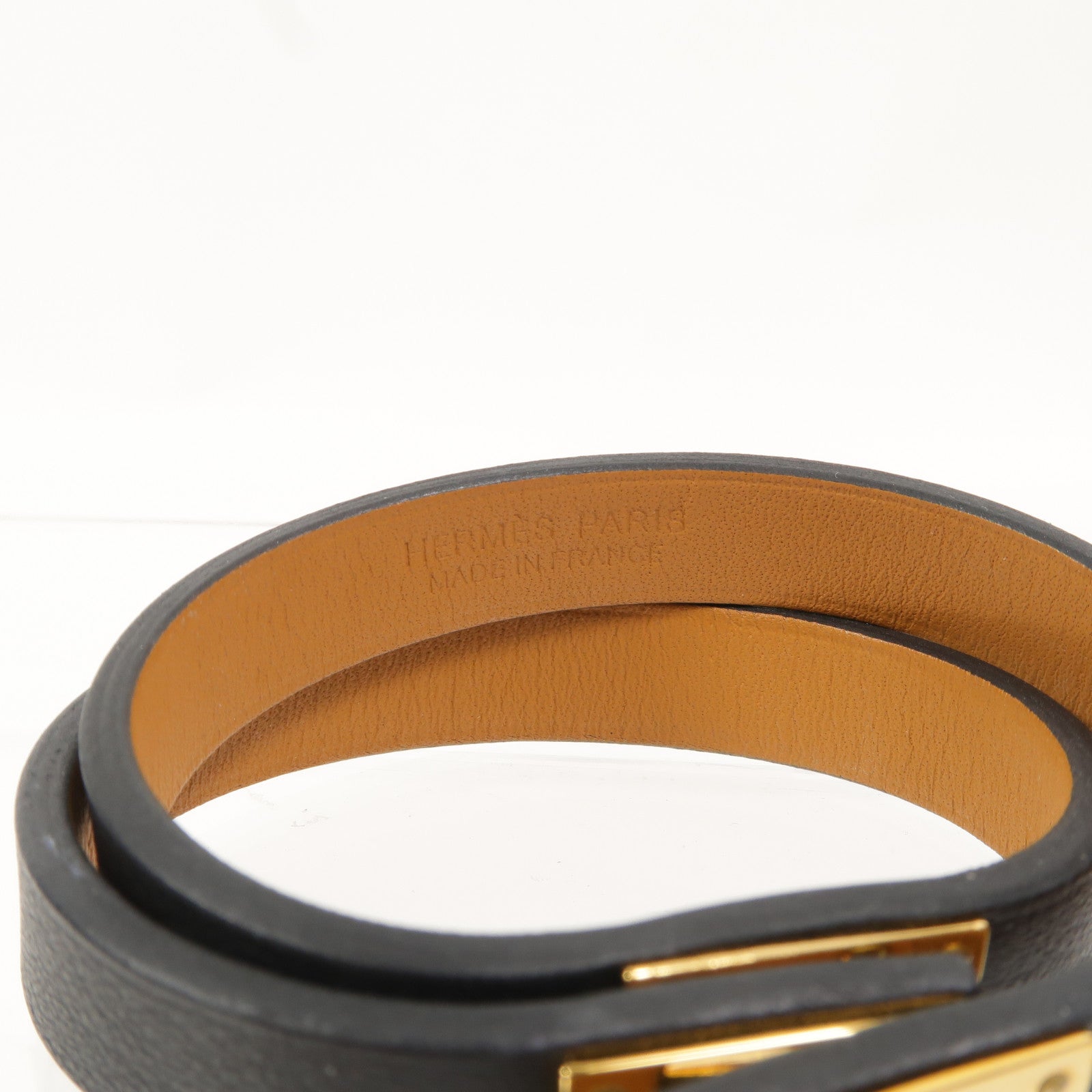 HERMES Swift皮革Mini Kelly Double Tour Bracelet手環Noir