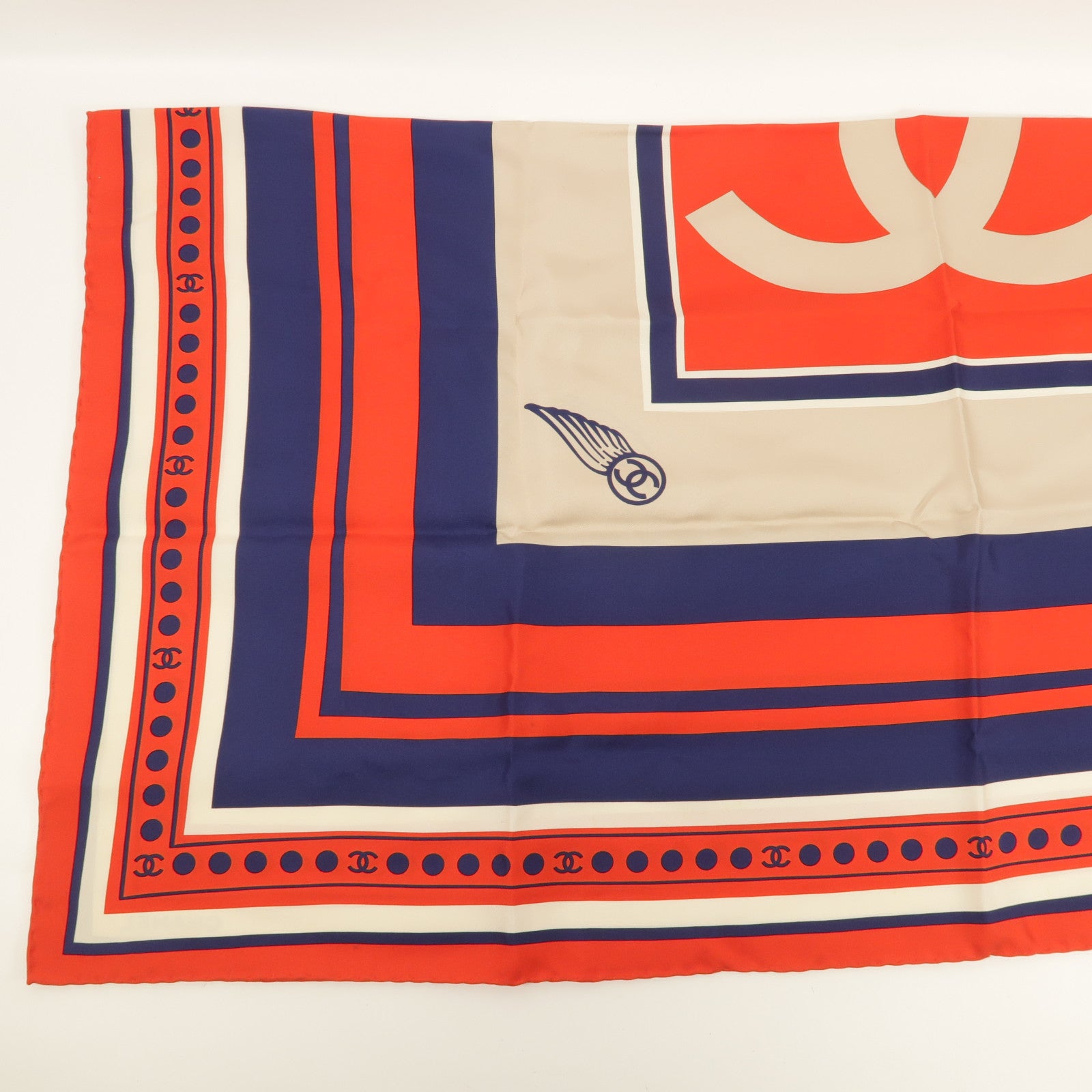 CHANEL CC Scarf Red Navy