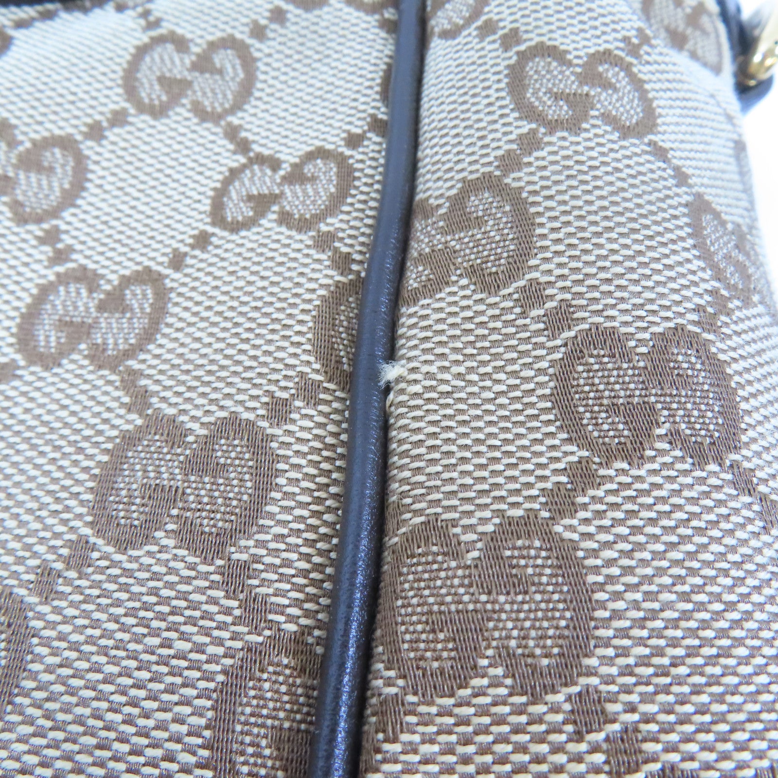GUCCI 帆布Scarlett金扣手挽肩背兩用袋啡色