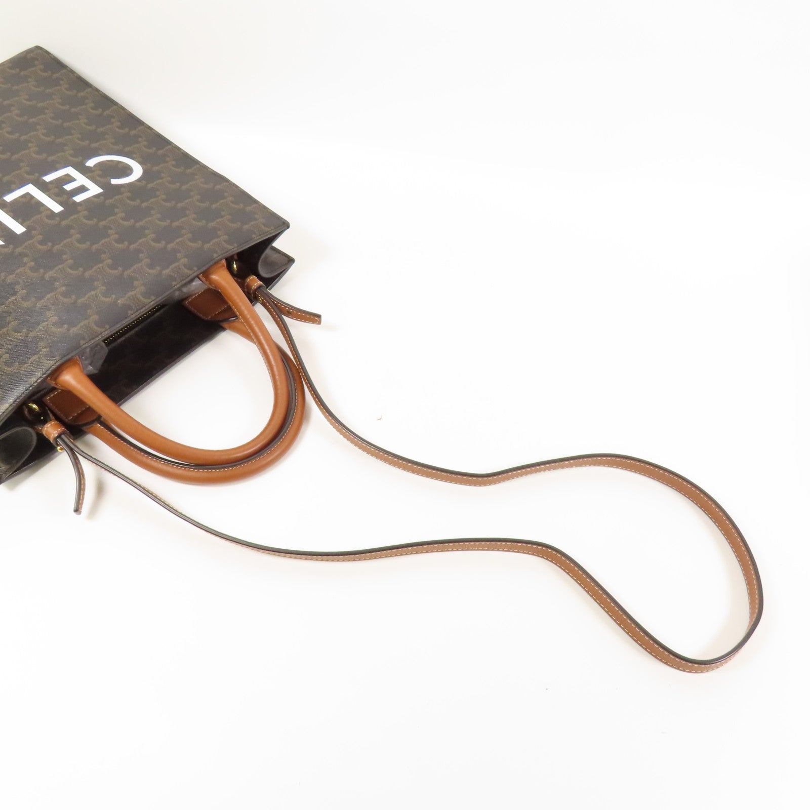 CELINE 塗層帆布Small Cabas Vertical 金扣手挽肩背兩用袋