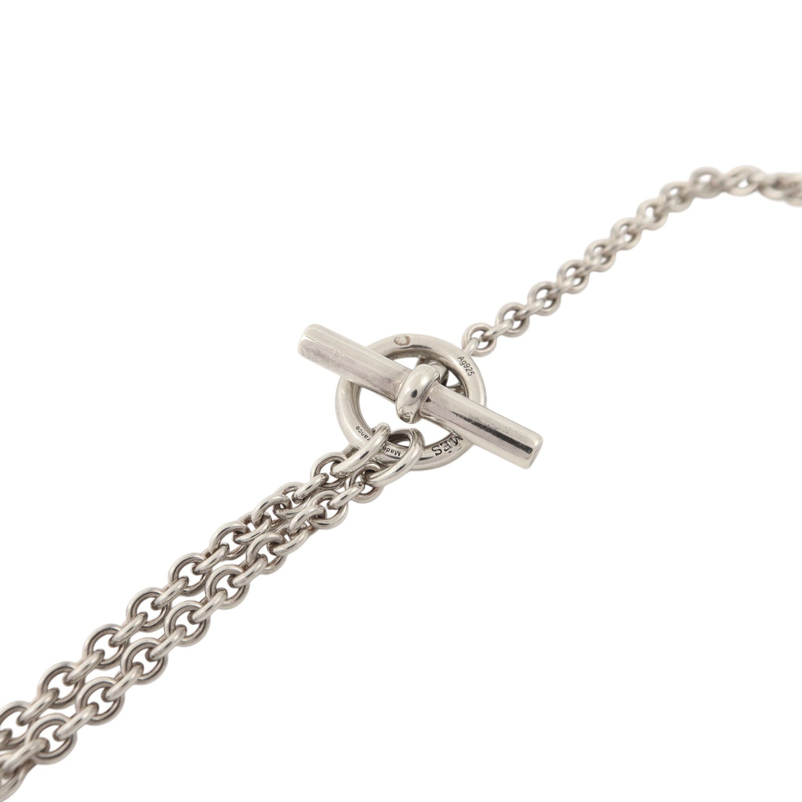 HERMES 925純銀Parade Long Necklace銀扣項鏈