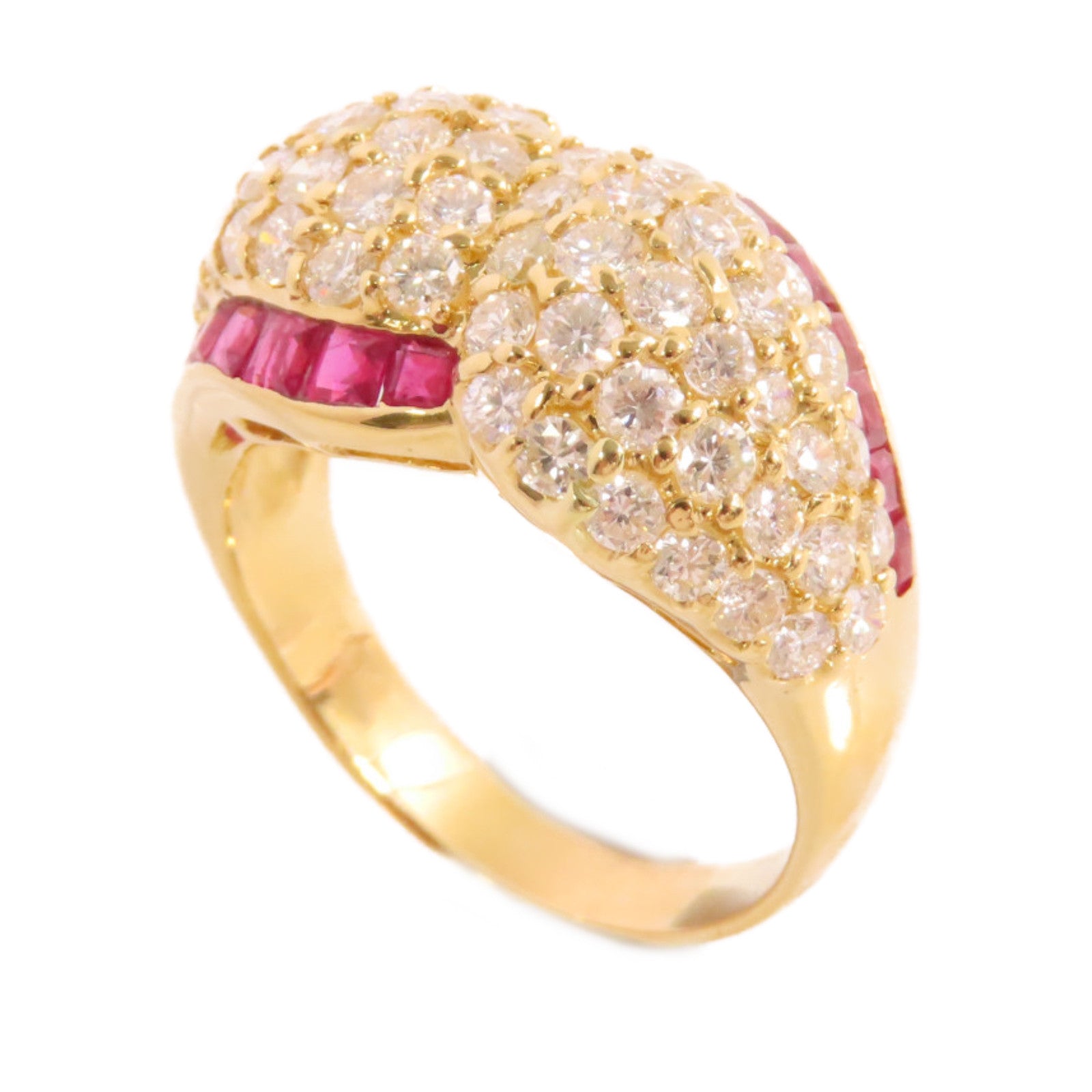 JEWELRY 18K黃金/1.25ct紅寶石/2.45ct鑚石Ruby Diamond Ring戒指US#9
