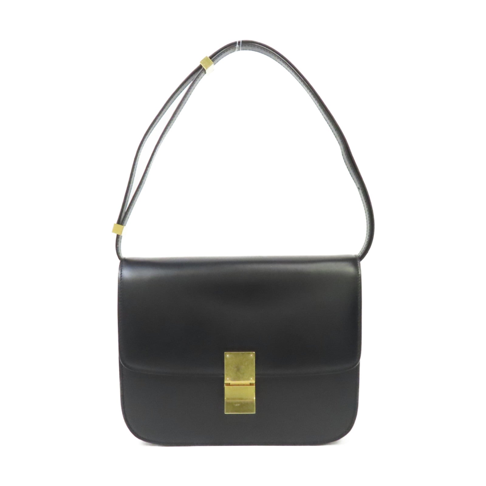 CELINE 牛皮皮革Shoulder Bag金扣肩背袋黑色