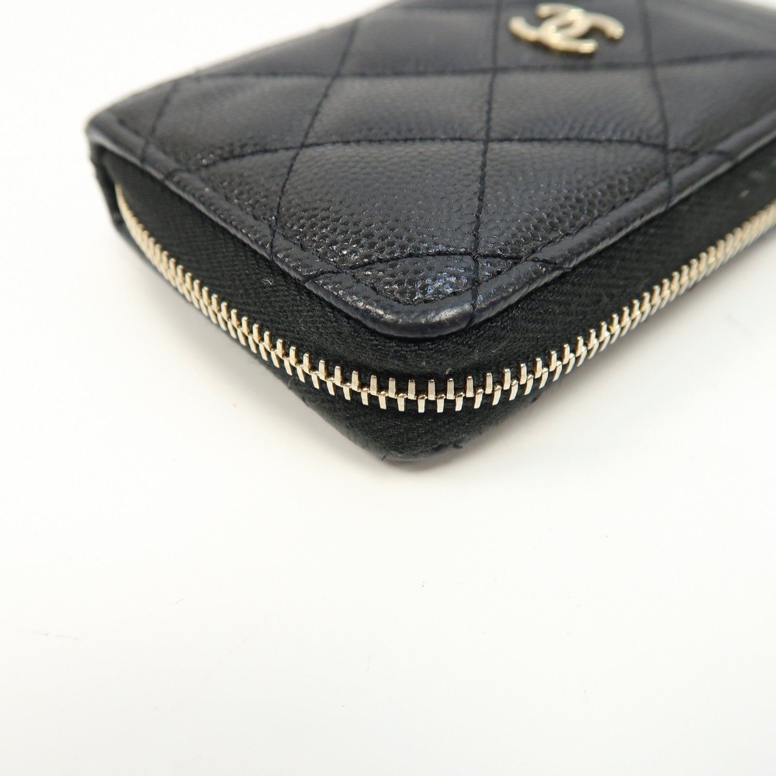 CHANEL 菱格牛皮皮革Card Holder金扣卡片套黑色