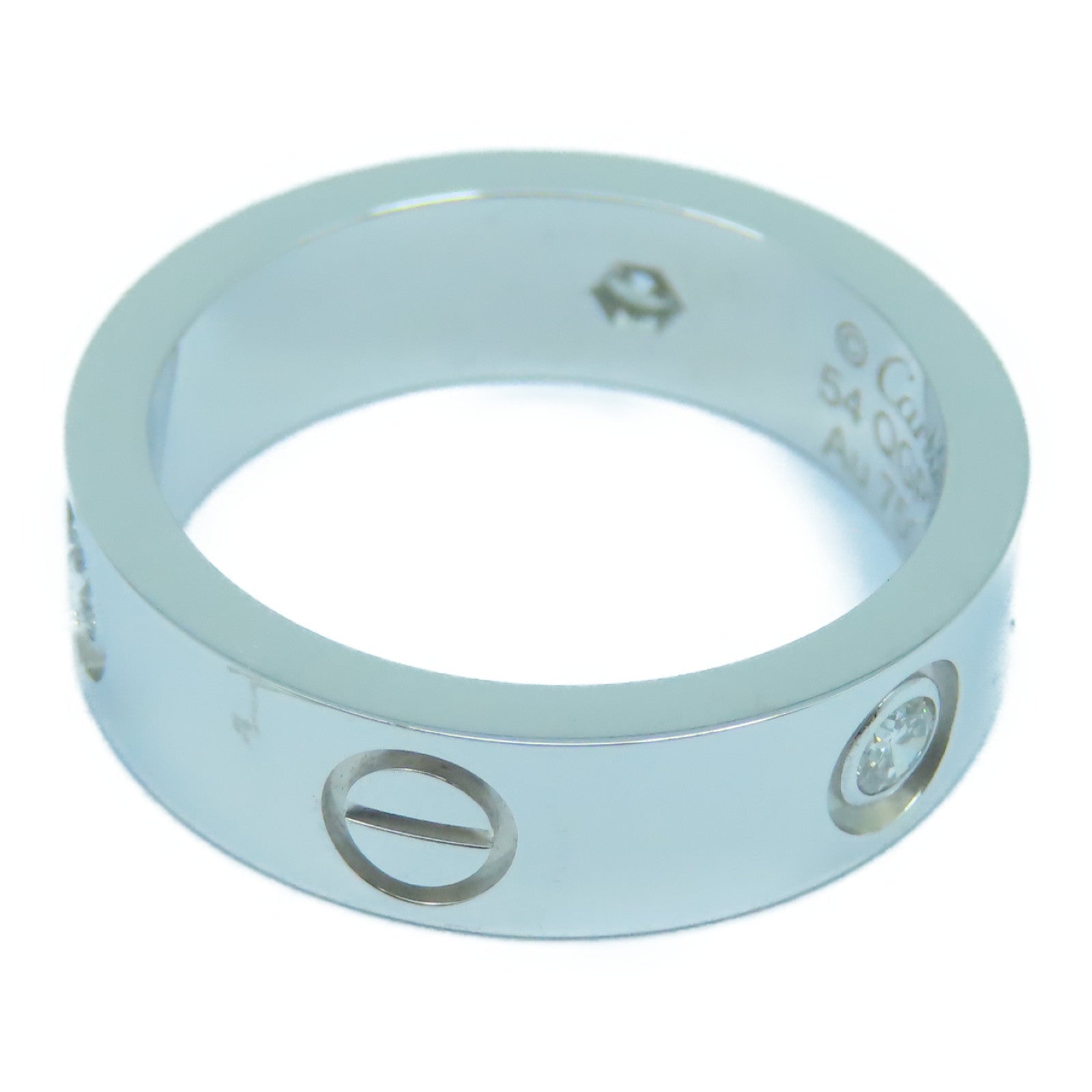 CARTIER 【激減優惠】18K白金Love Ring鑽石戒指Cartier#54/US#6.75