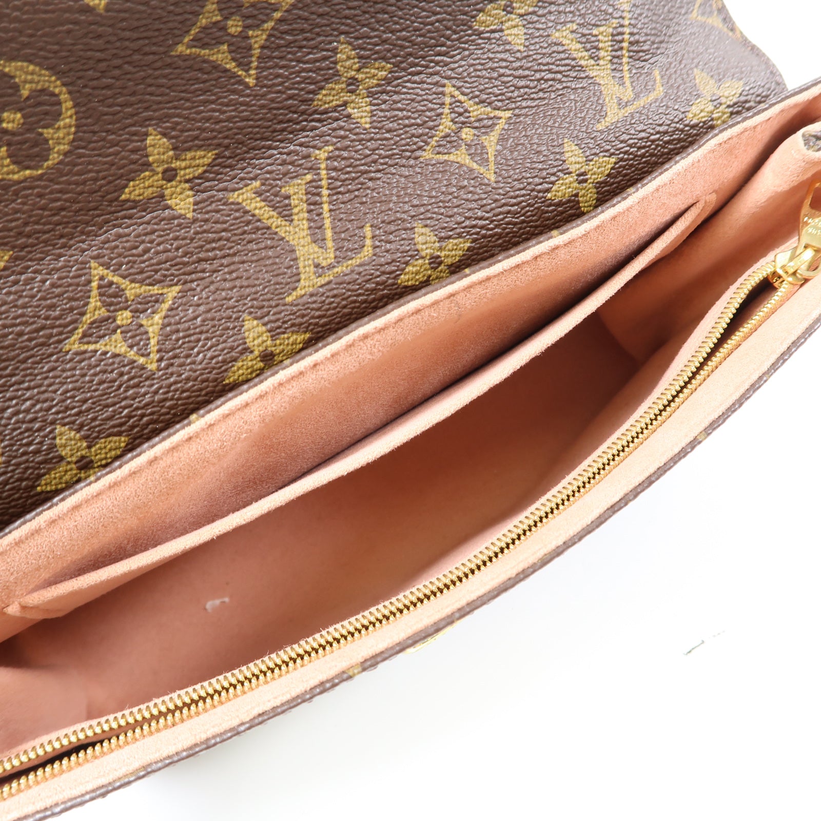 LOUIS VUITTON Monogram Saint Placide金扣鏈帶肩背袋啡色/粉紅色
