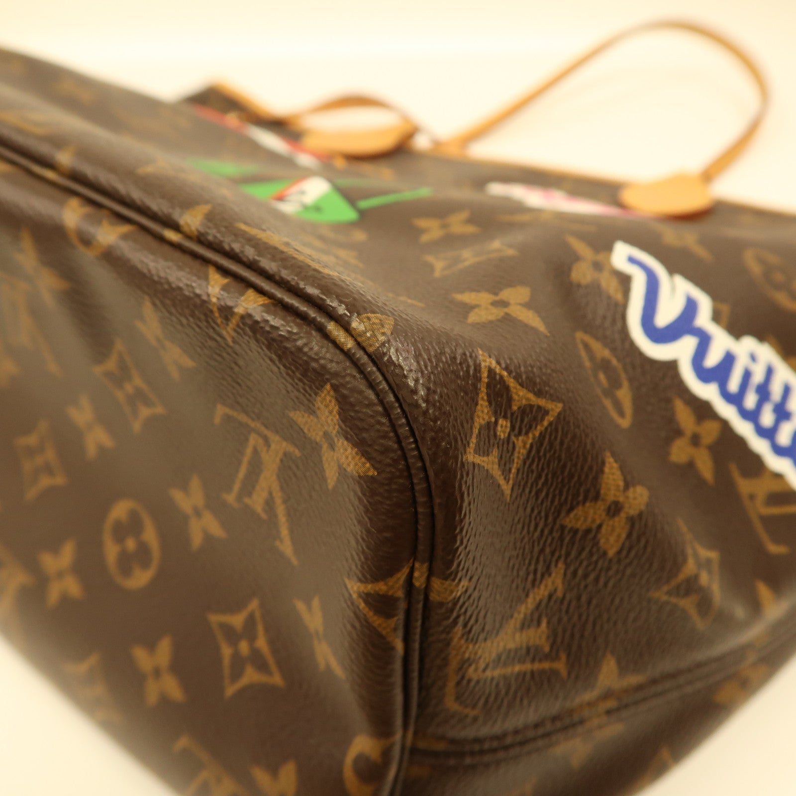 LOUIS VUITTON Monogram Neverfull MM Patches金扣肩背袋啡色