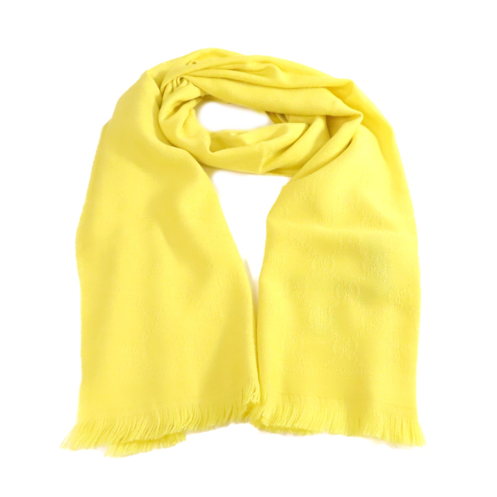 GUCCI 【激減優惠】羊毛GG Jacquard Pattern Knitted Scarf圍巾黃色